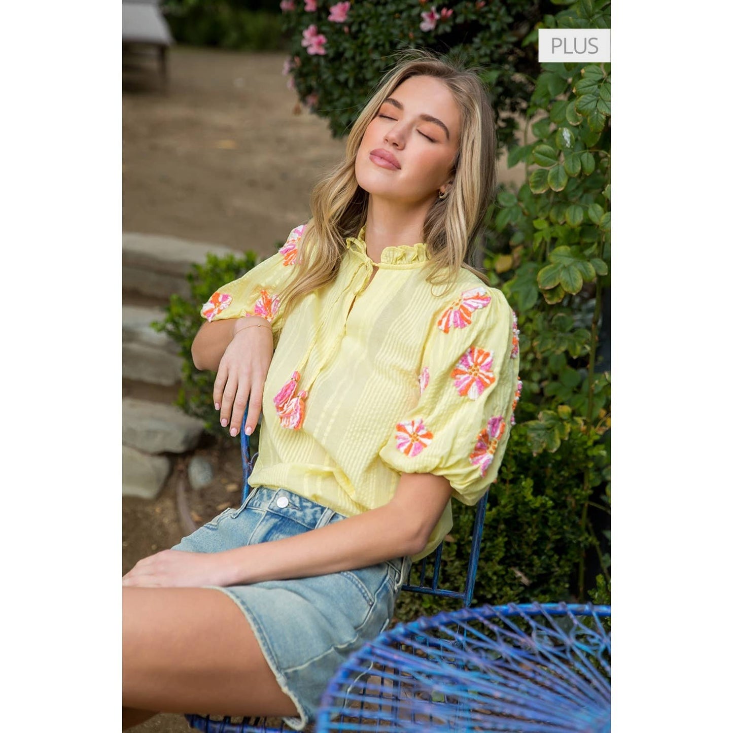 Hand Embroidered Puff Sleeve Tassel Top