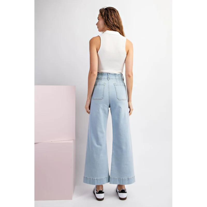 Light Wash Cropped Wide Leg Jeans