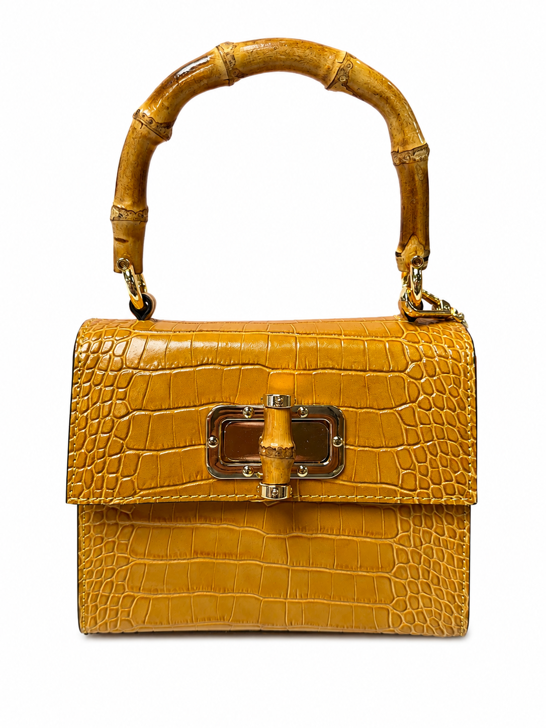Yellow Antonella Small Croco Handbag 36053