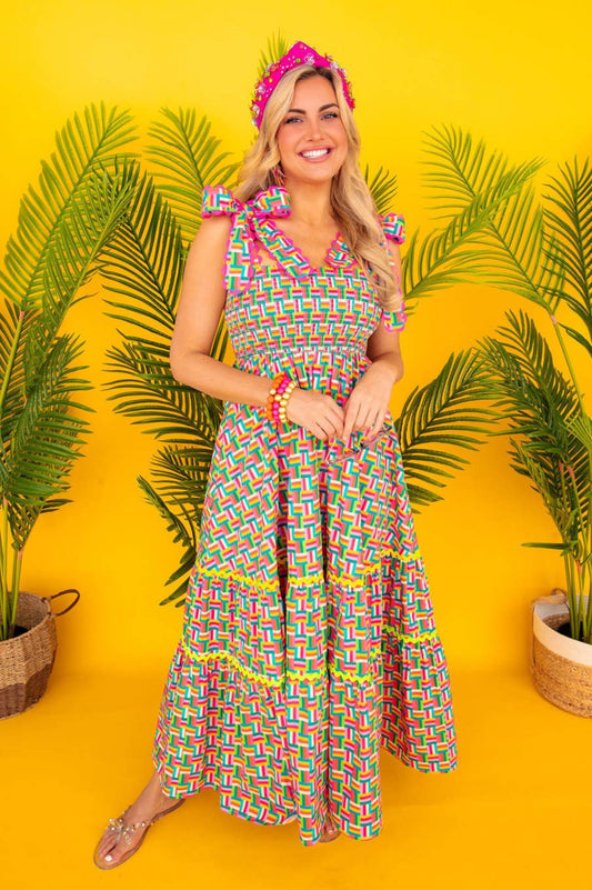 Rainbow Parquet Maxi Dress