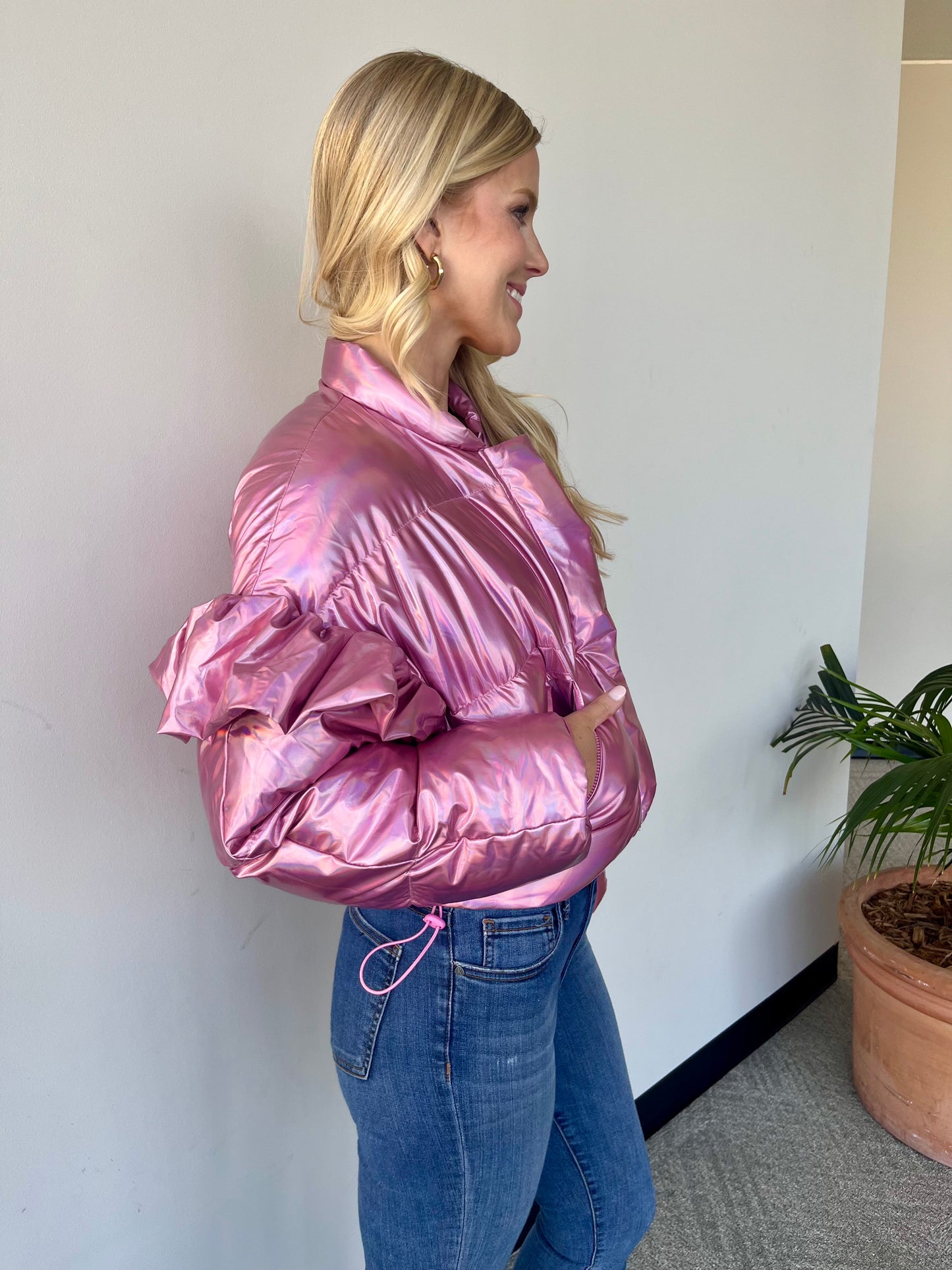CC Rose Metallic Puffer Jacket