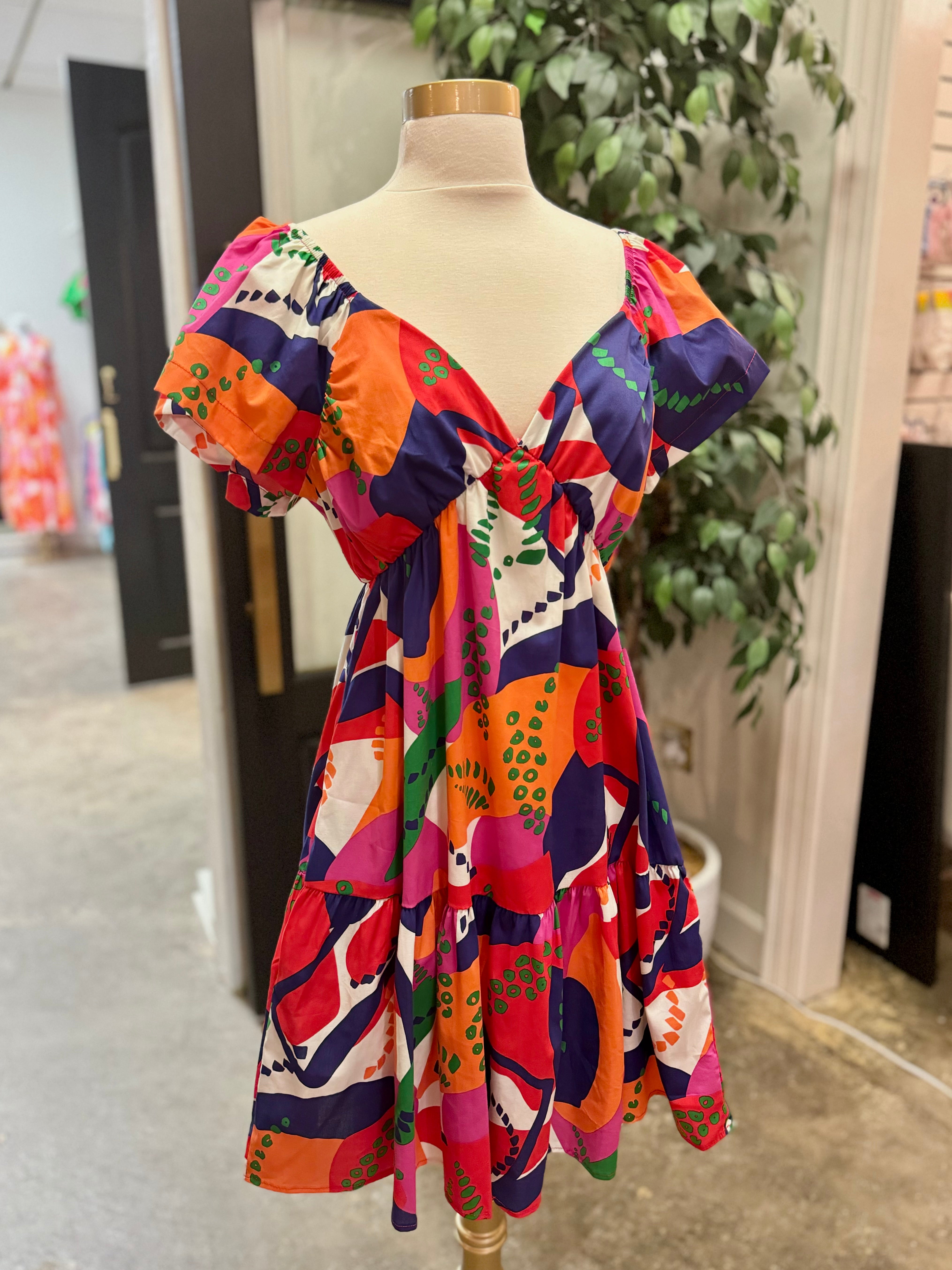 CCD52303 Designer Inspired Mini Dress – Pink and Gold Market