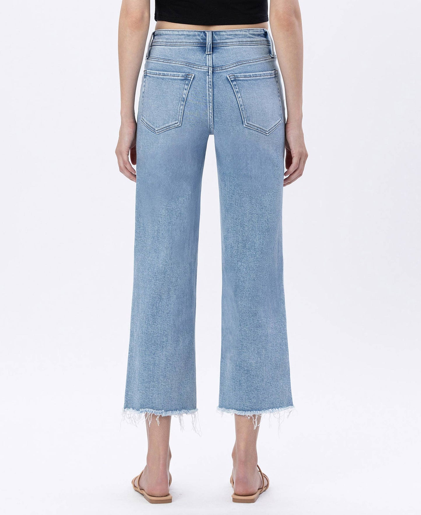 HIGH RISE CROP SLIM WIDE LEG JEANS