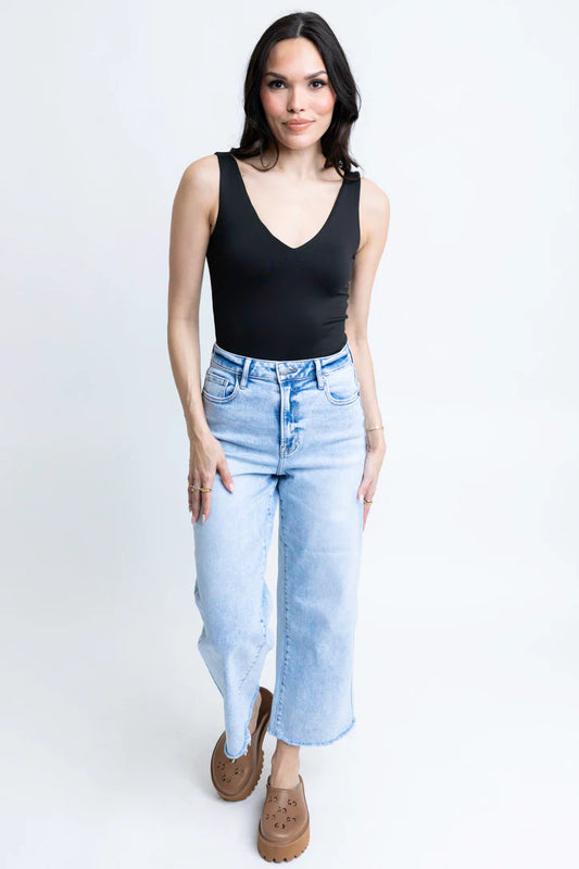 Solid Knit Vneck Bodysuit