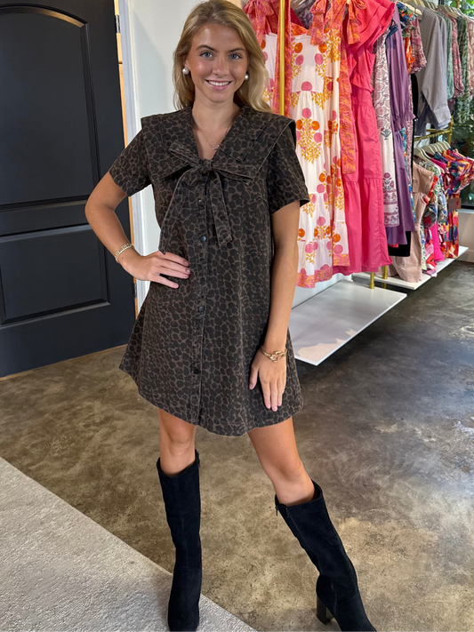 Denim Leopard Dress