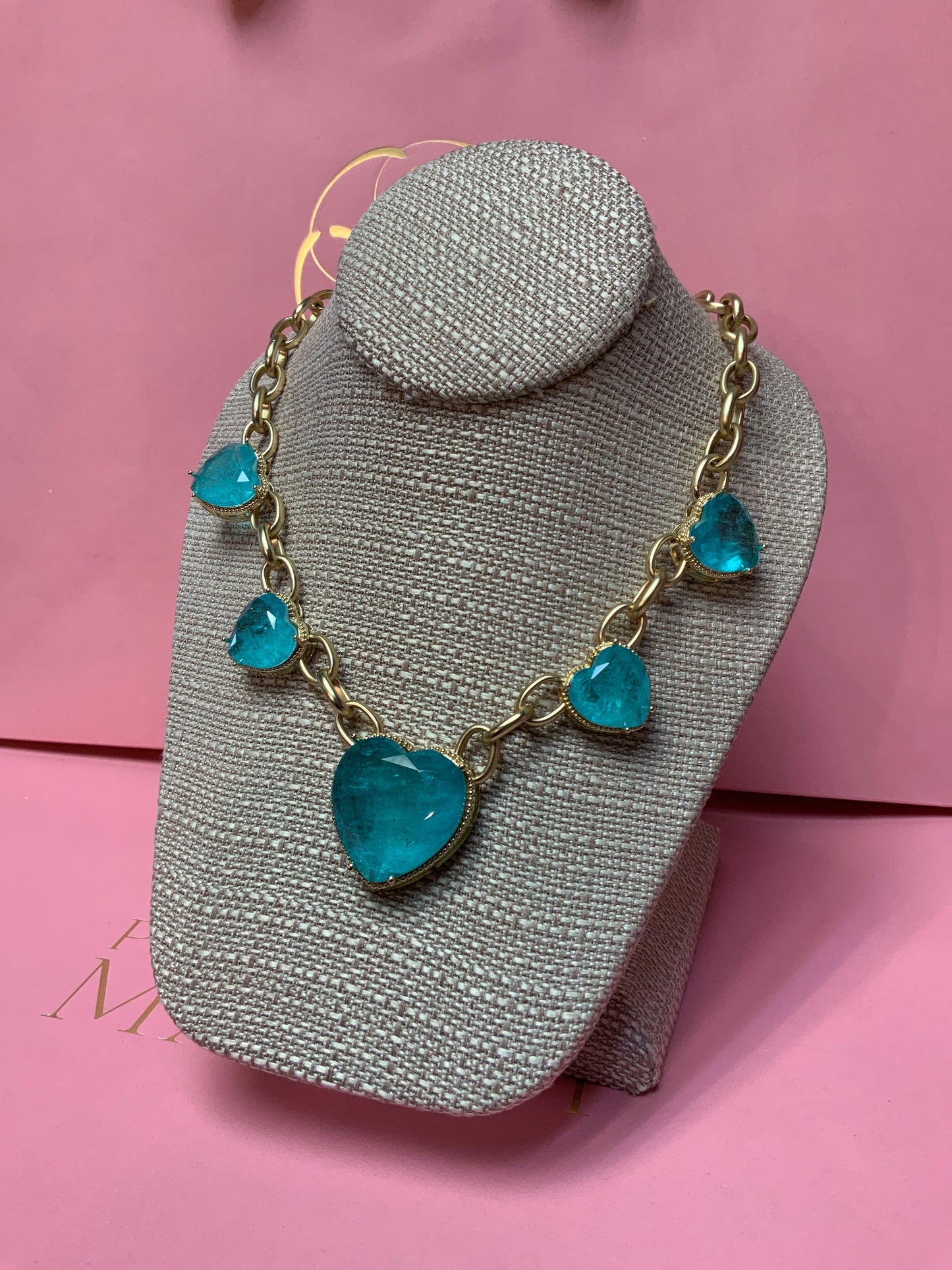 Blue Heart Charms Magnetic Necklace