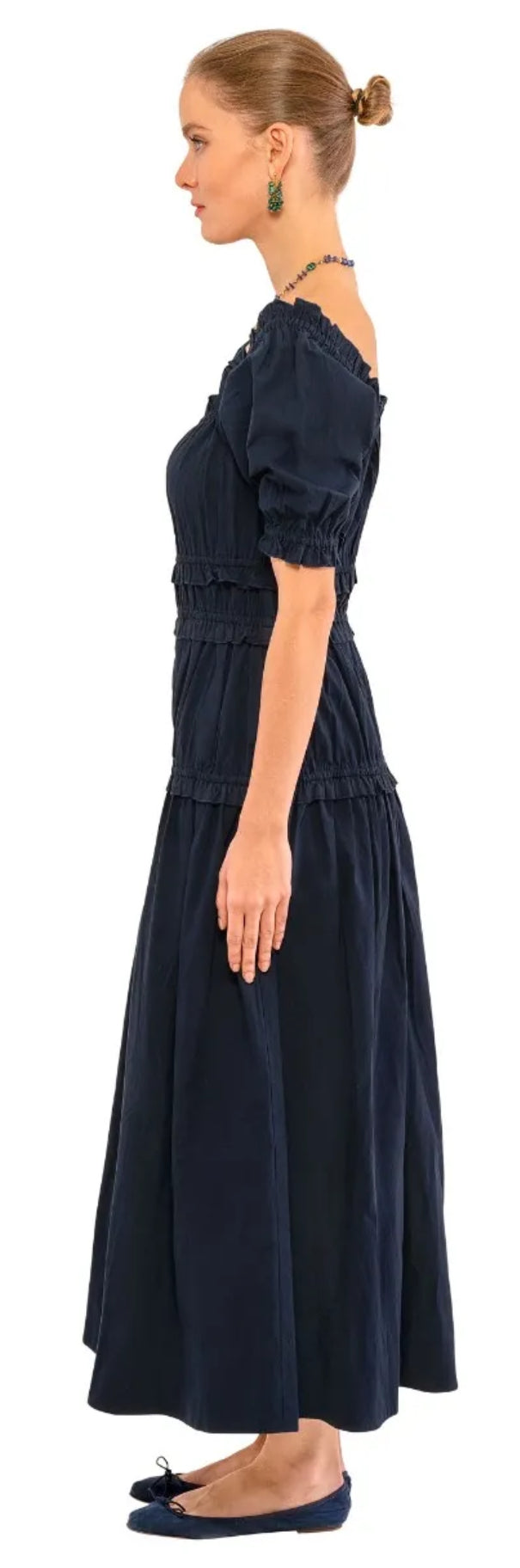 DRRUSO NAVY RUFFLE UP DRESS