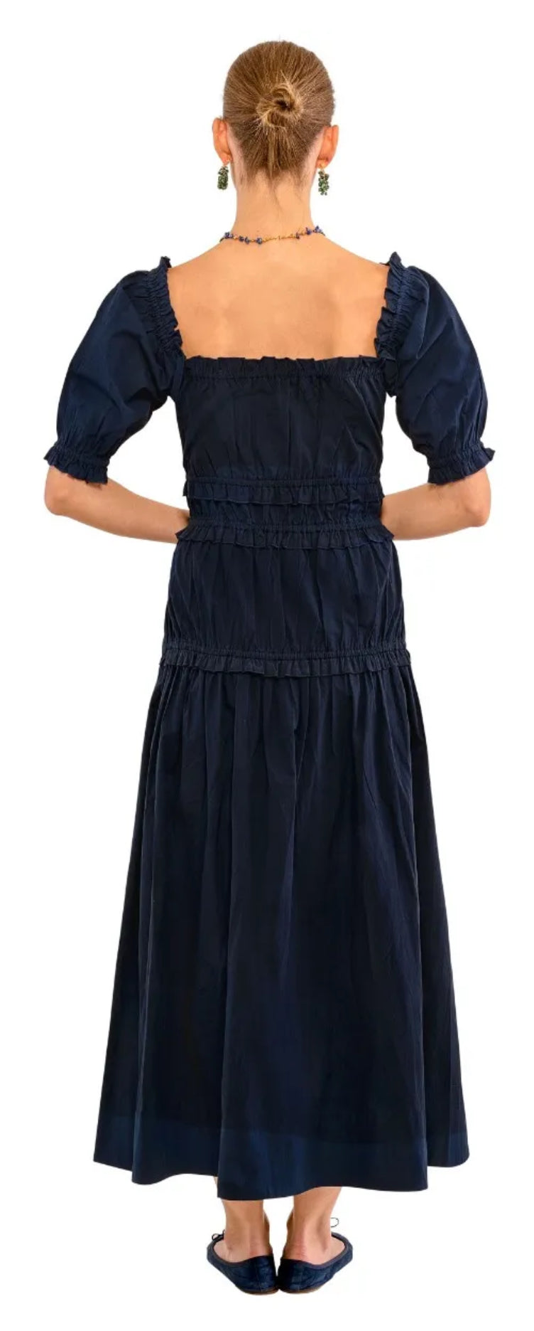 DRRUSO NAVY RUFFLE UP DRESS
