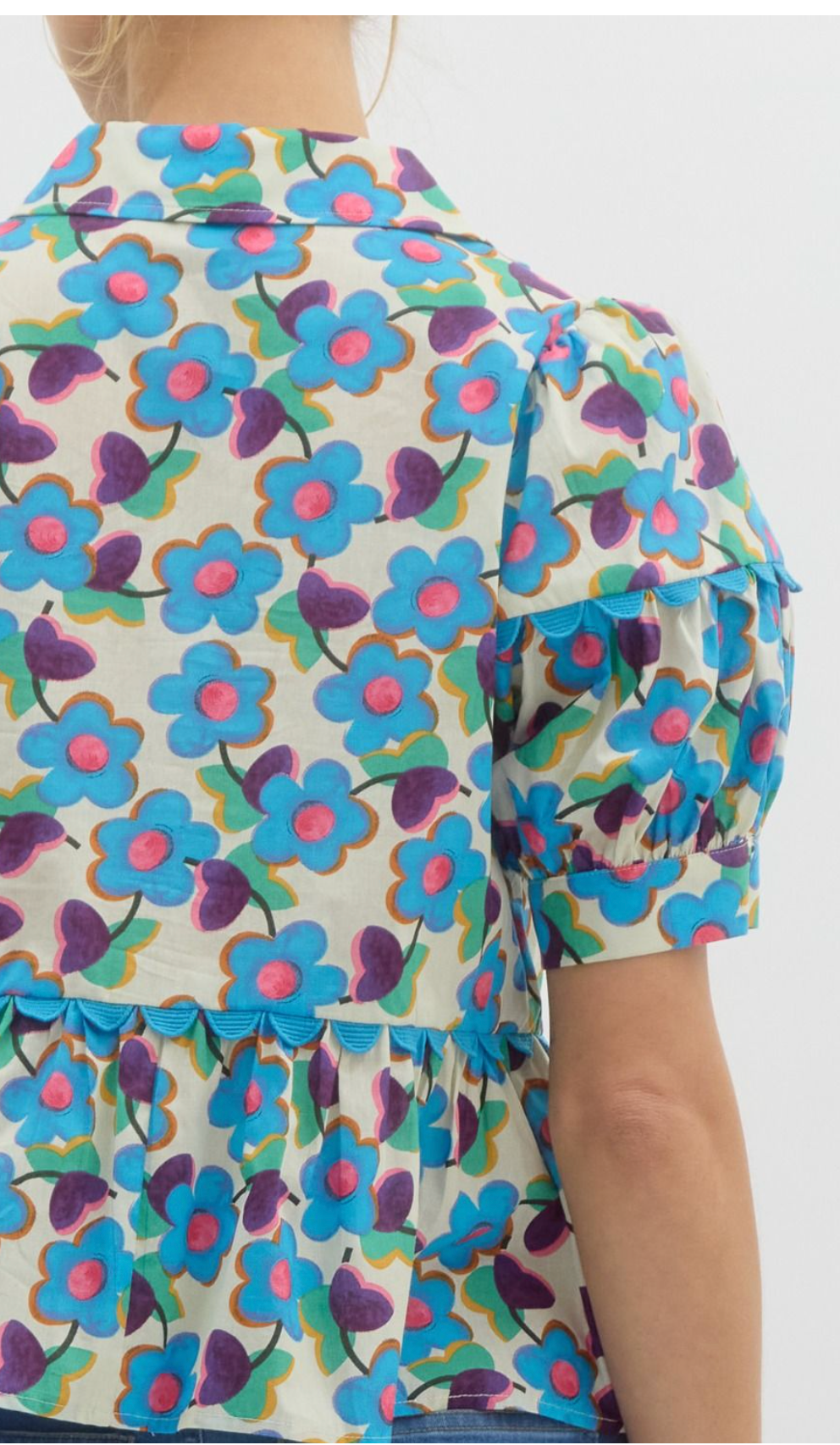 Aqua Floral Top