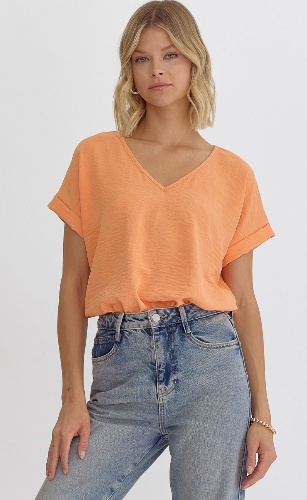 Solid V-neck Short Sleeve Bodysuit