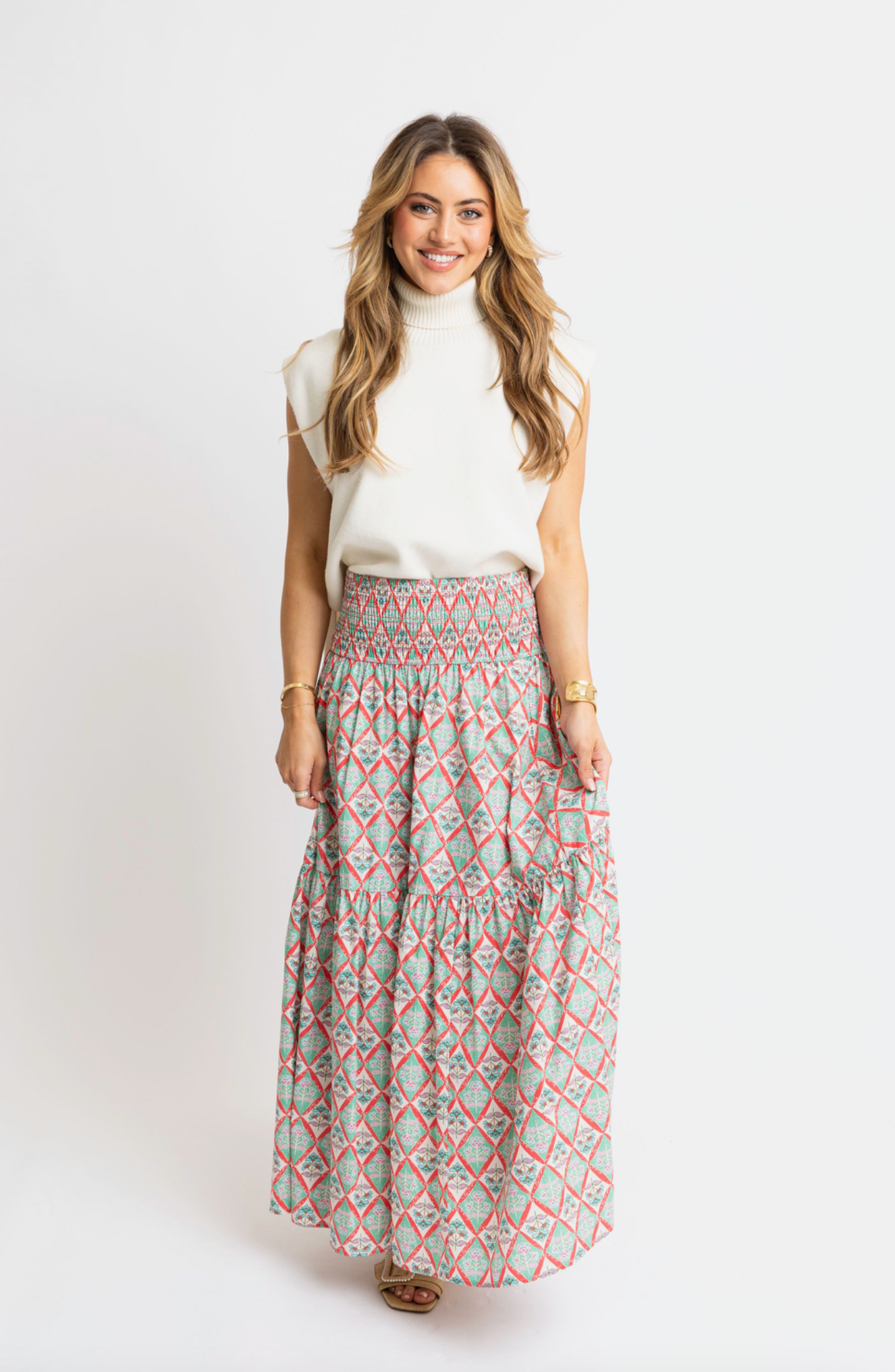 Karlie Paris Floral Smock Maxi Skirt