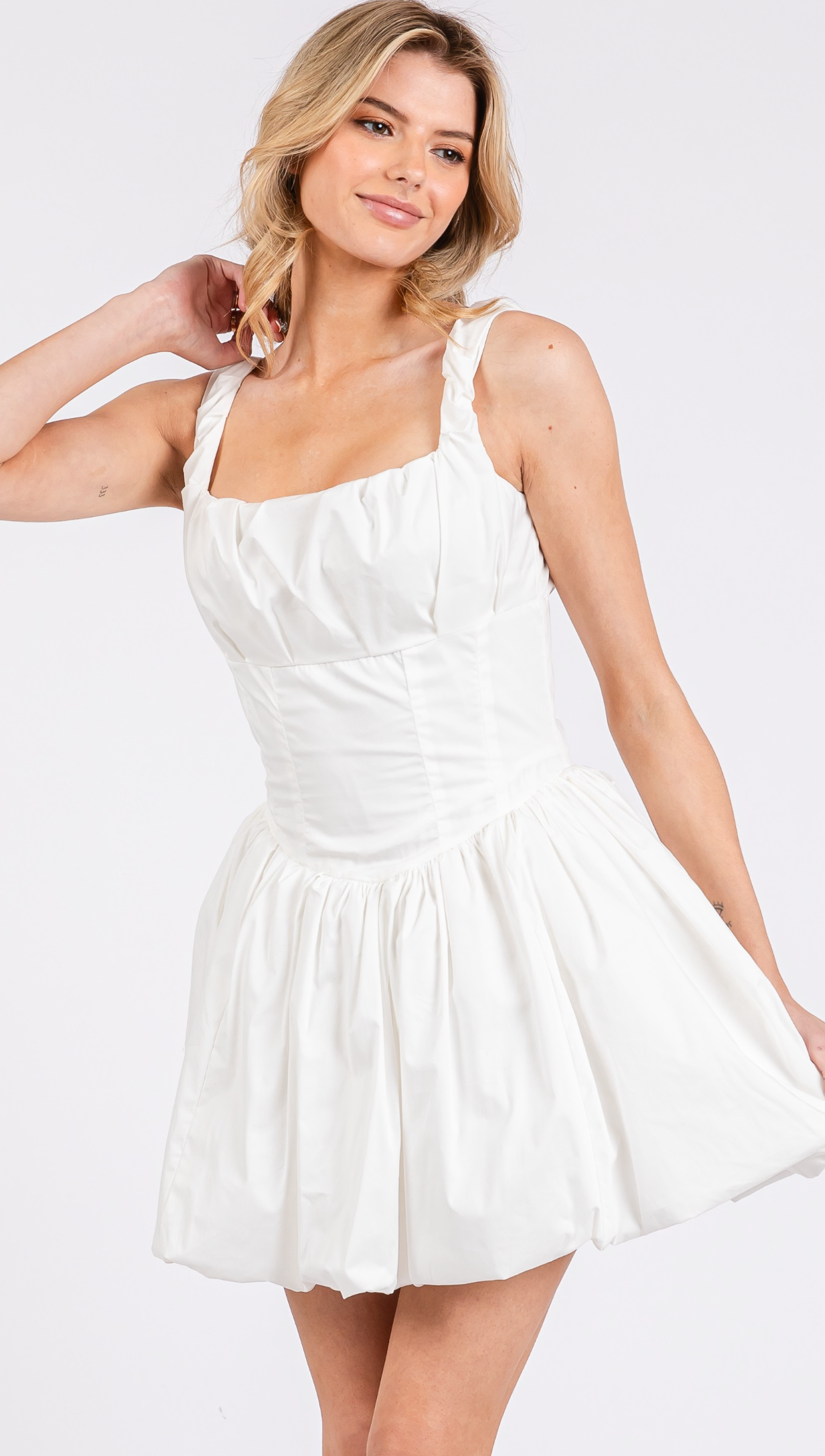 Poplin Balloon Mini Dress