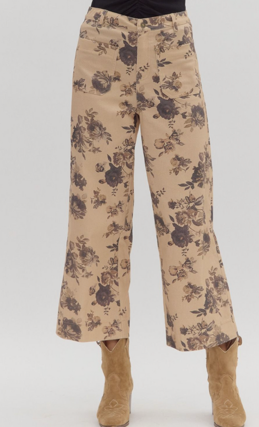 Floral Mid Ride Cropped Pants