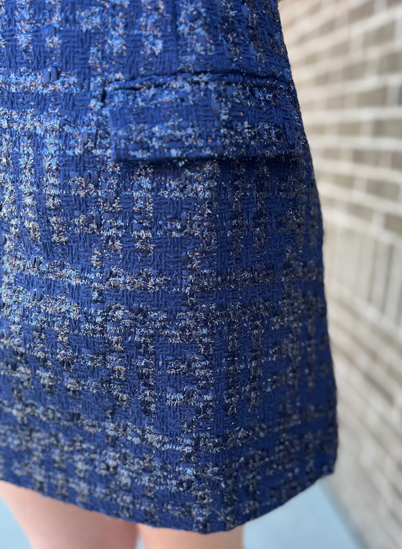 Darcy Dress | Navy Tweed