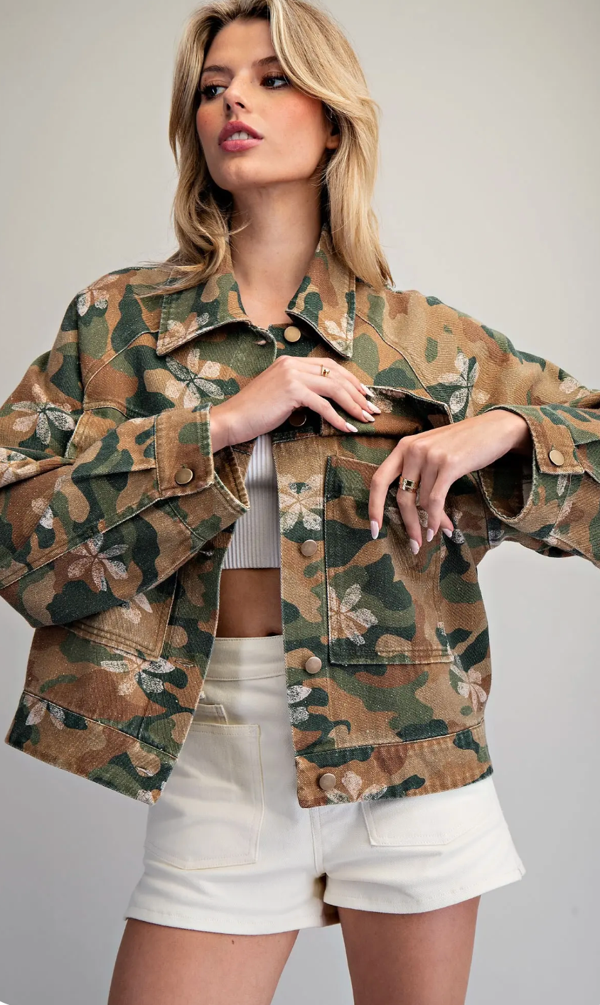 Floral Camo Denim Jacket