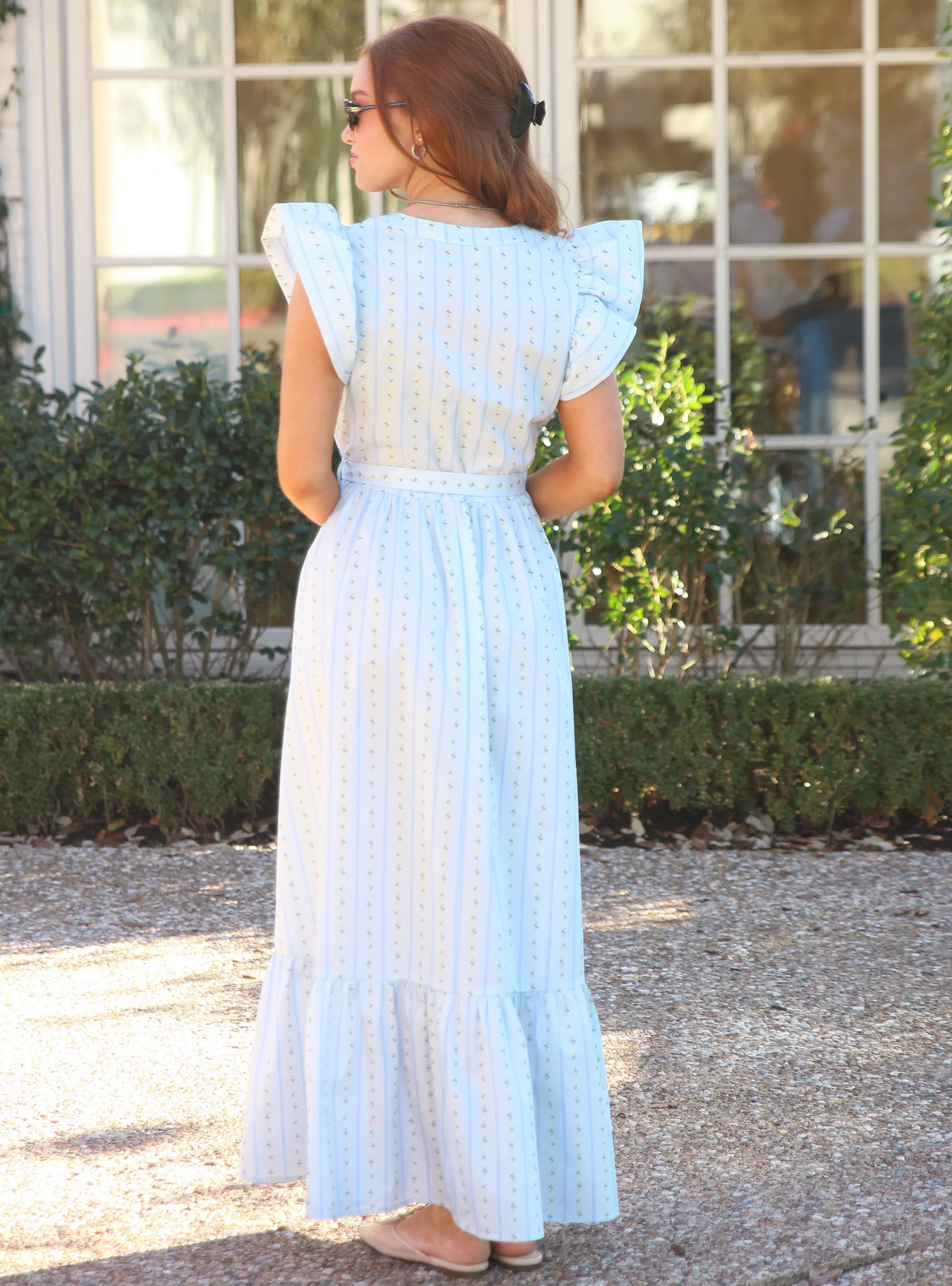 Floral Stripe Ric Rac Maxi Dress
