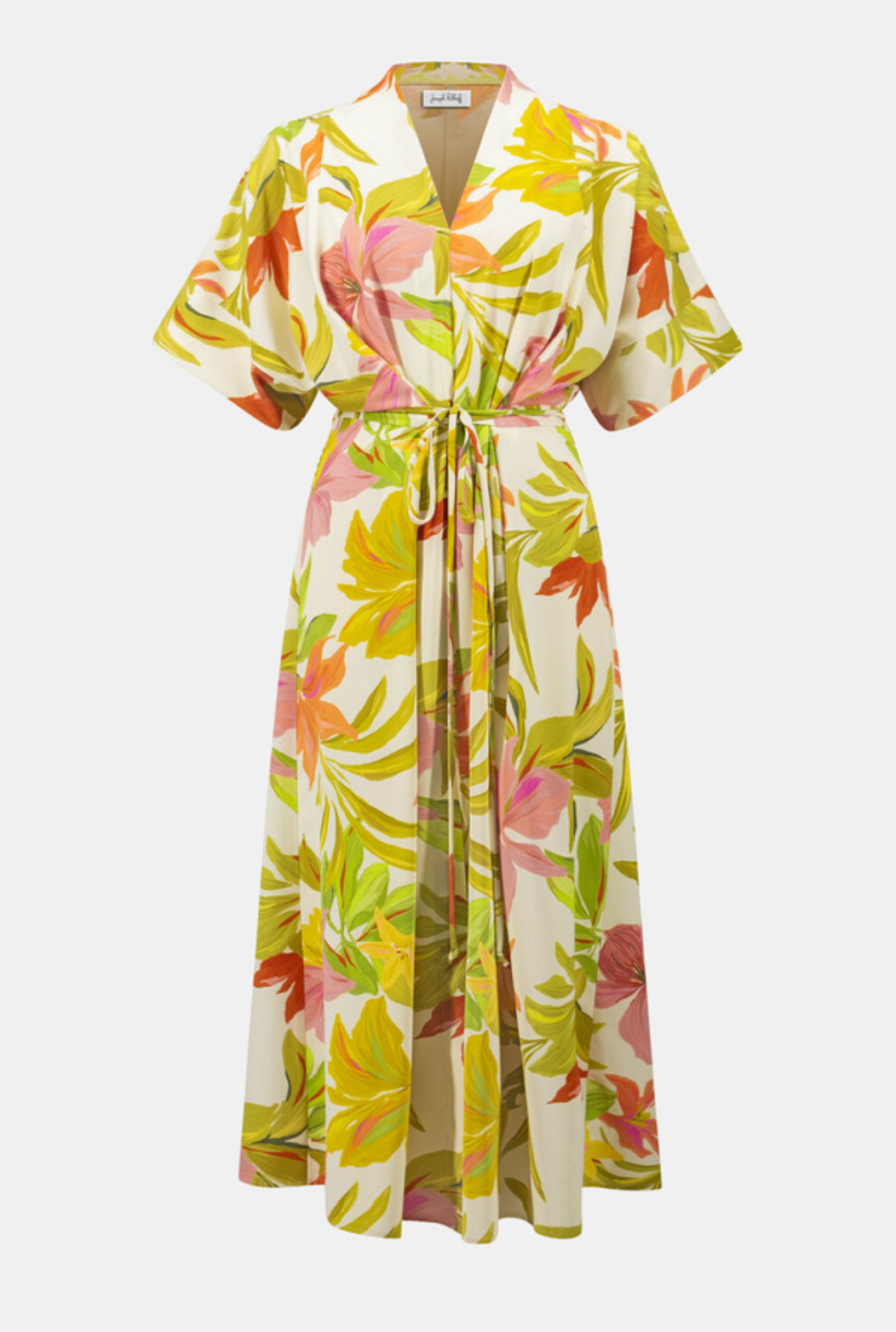 Joseph Ribkoff Floral Maxi Wrap Dress Style 262177 Beige/Multi
