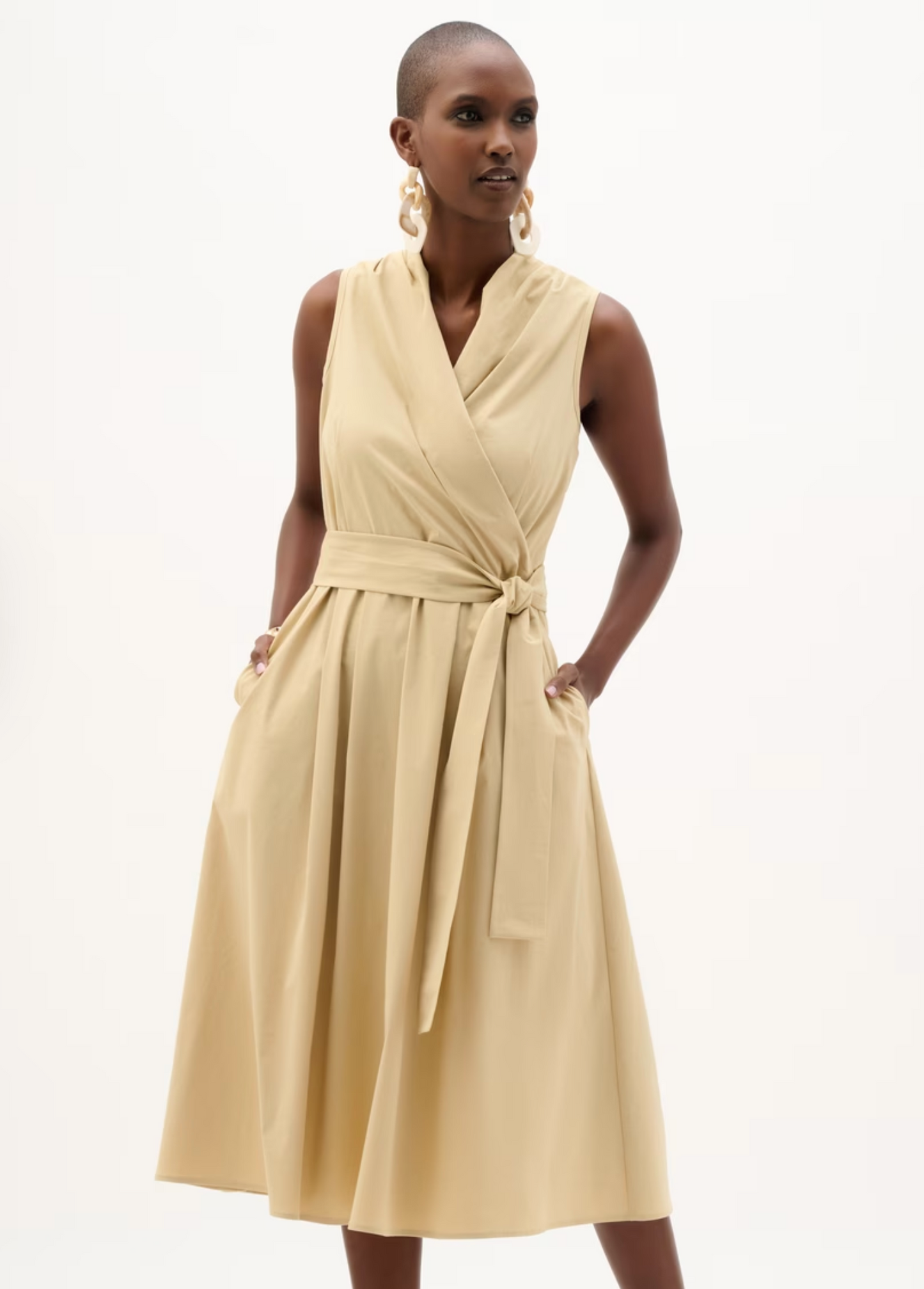 Midi Wrap Dress With Pockets Style 262244