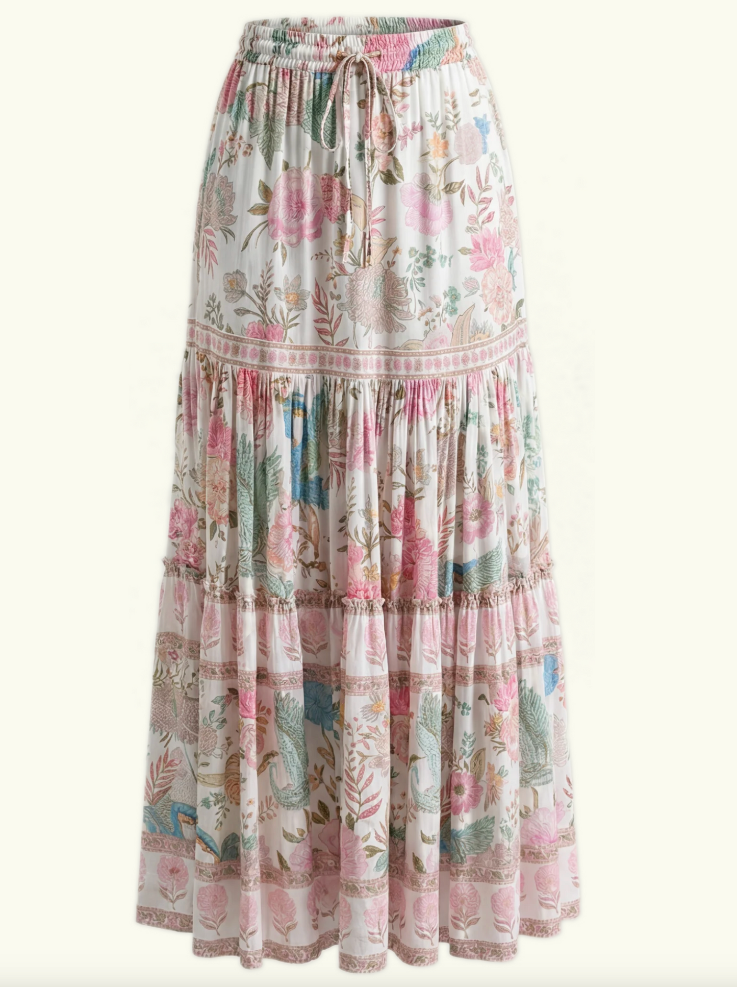 OSIRIS SKIRT Full-Circle Maxi Skirt - White - Heron Print