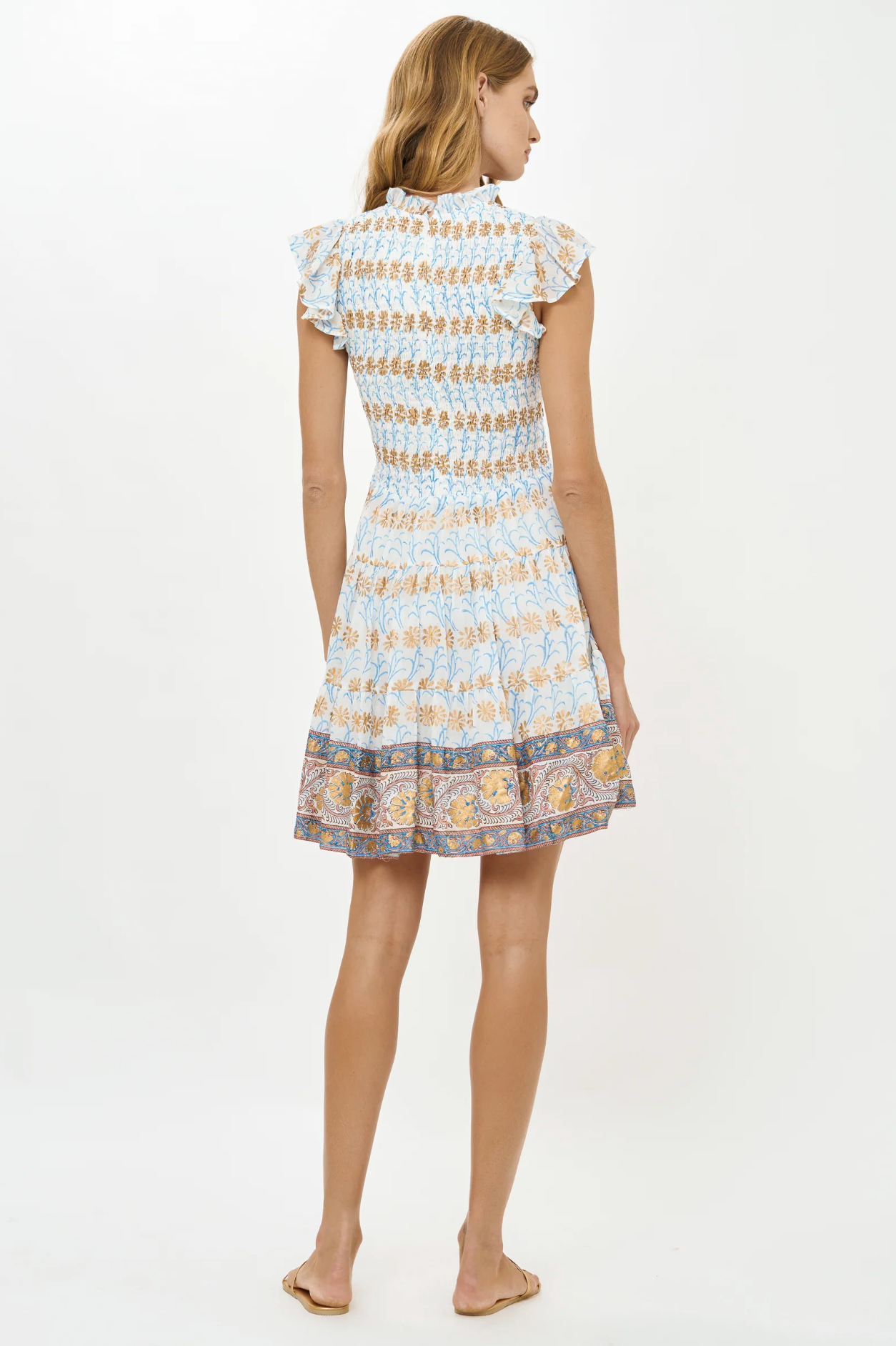 Smocked Flirty Mini Dress- Geneva Blue