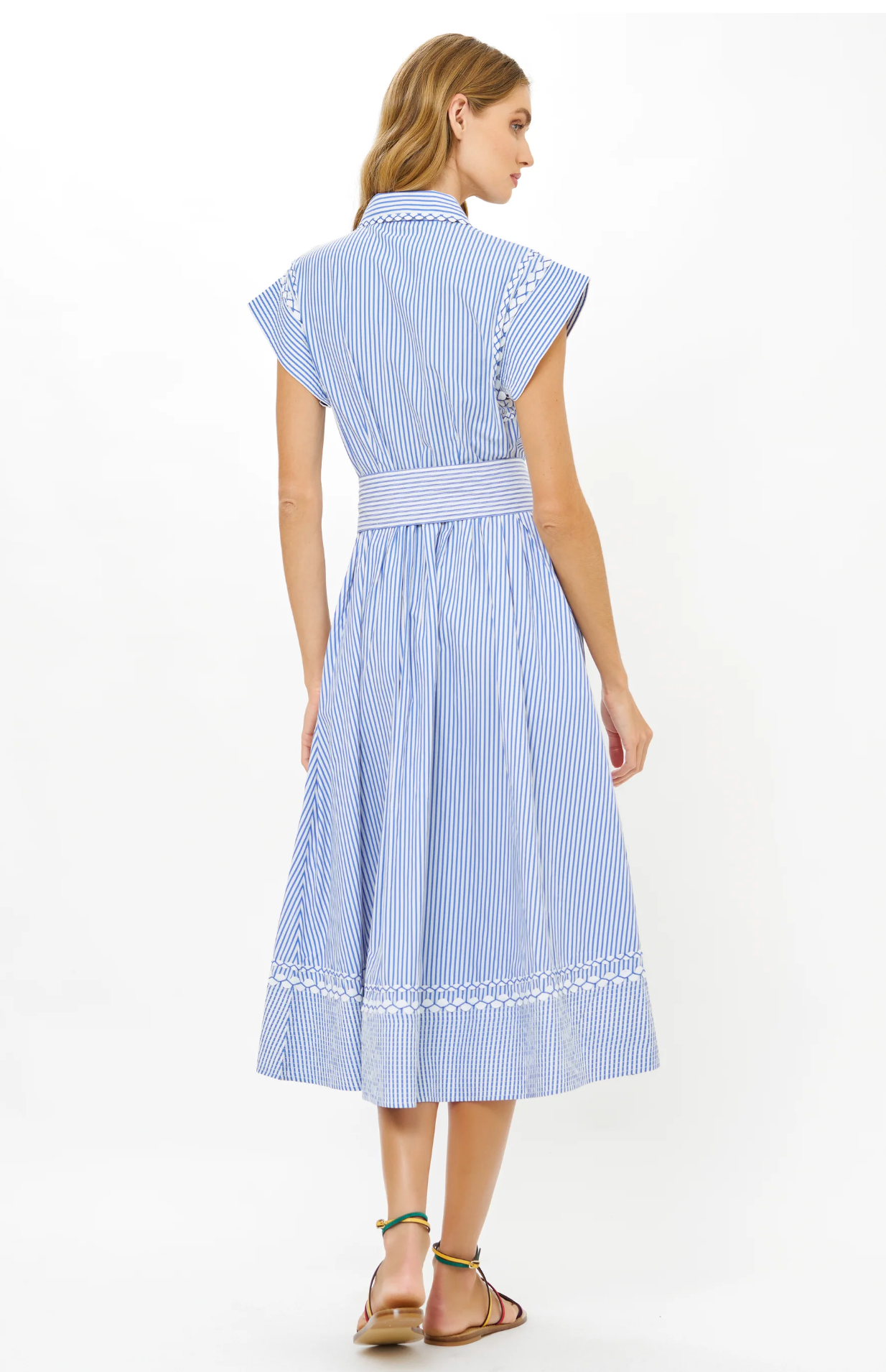 Belted Shirt Dress- Sconset Blue
