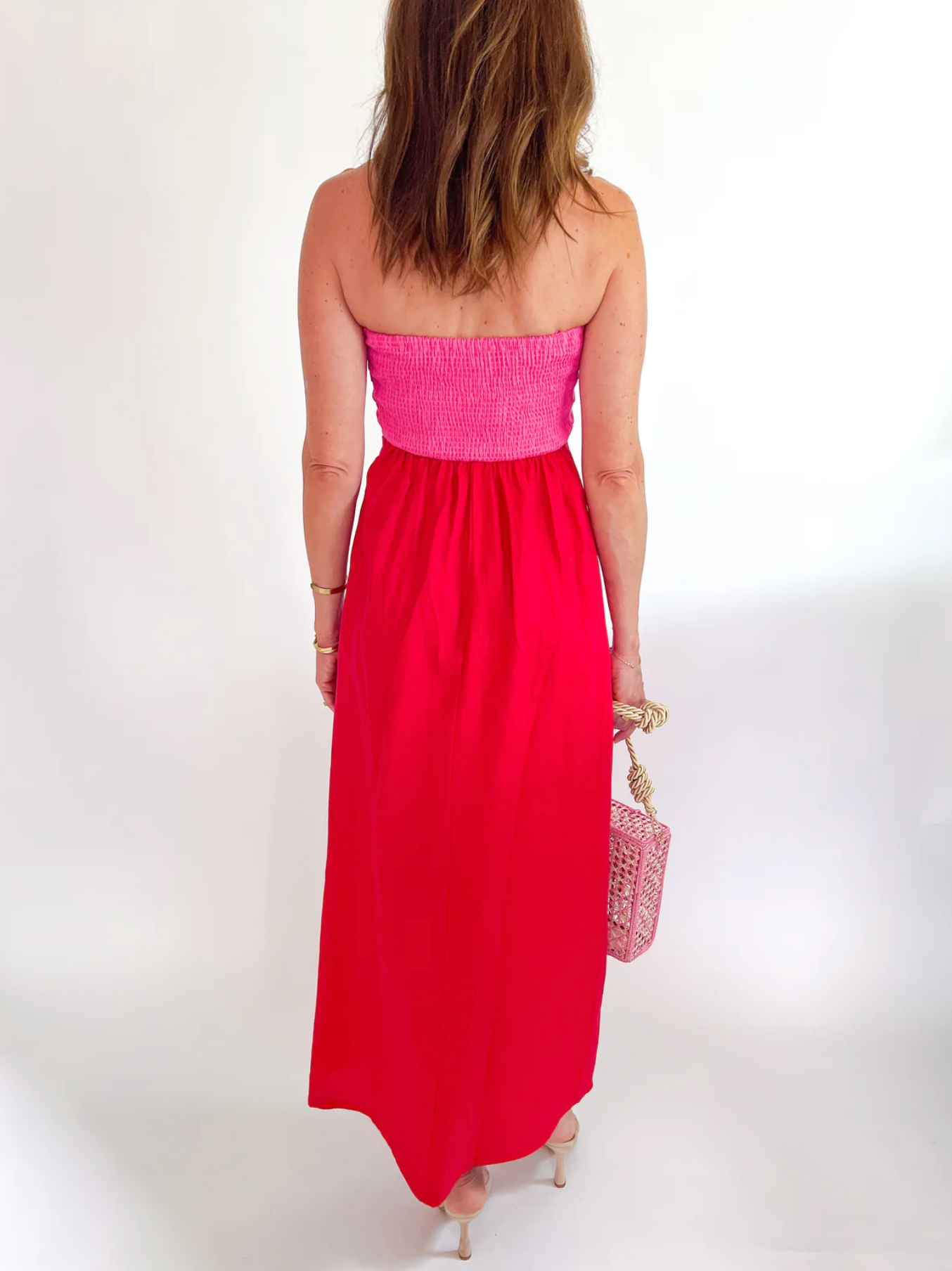Karlie Linen Colorblock Bustier Maxi