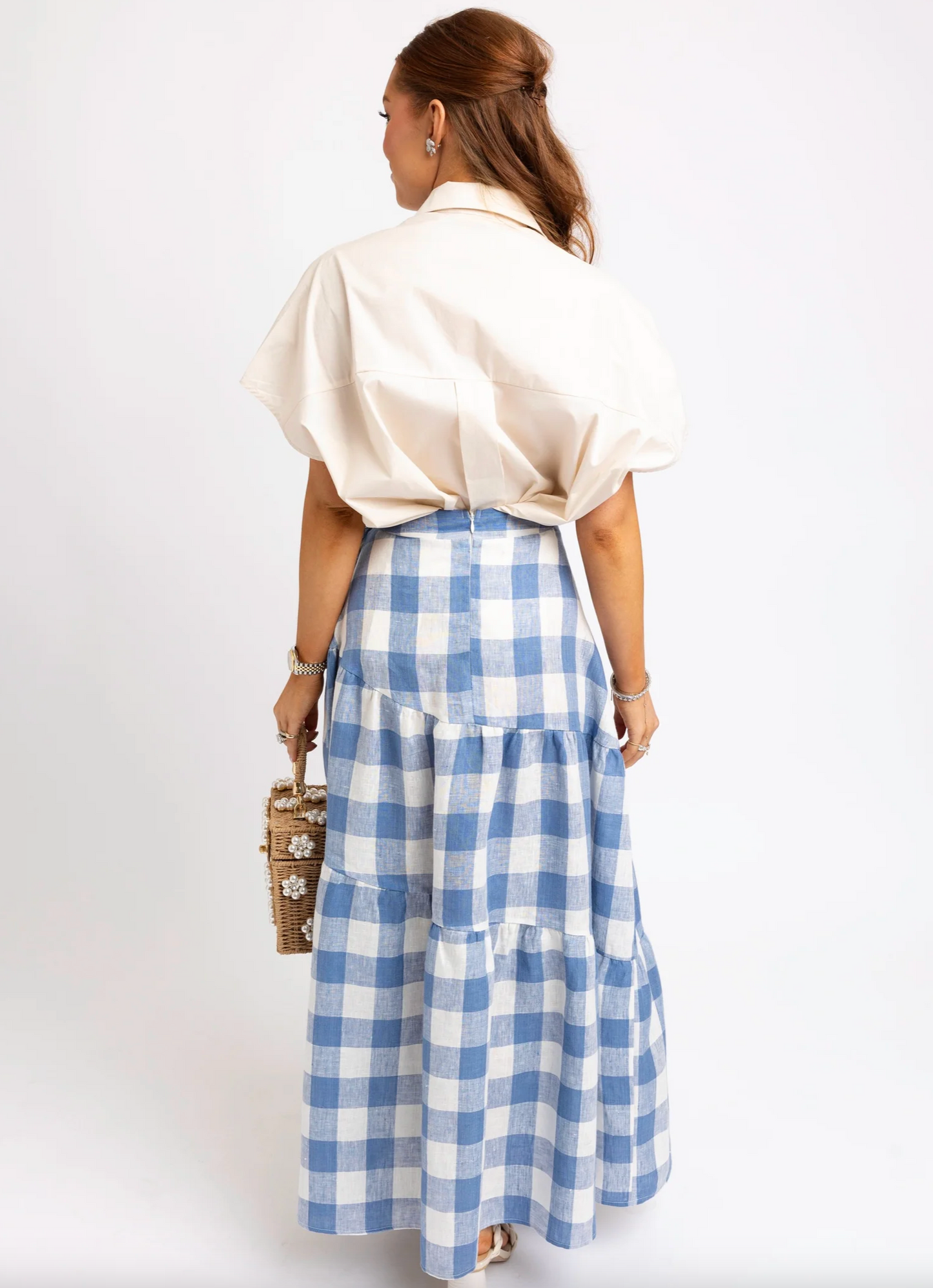 Buffalo Check Maxi Skirt with Tie