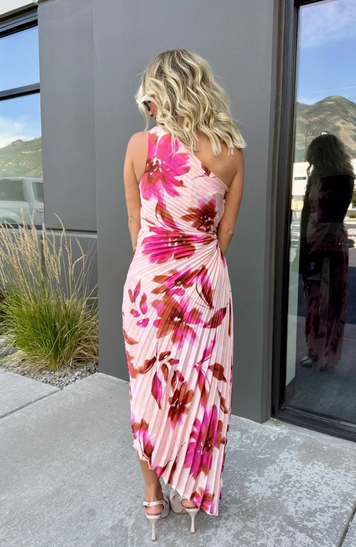 Kristin One Shoulder Pleated Maxi Dress
