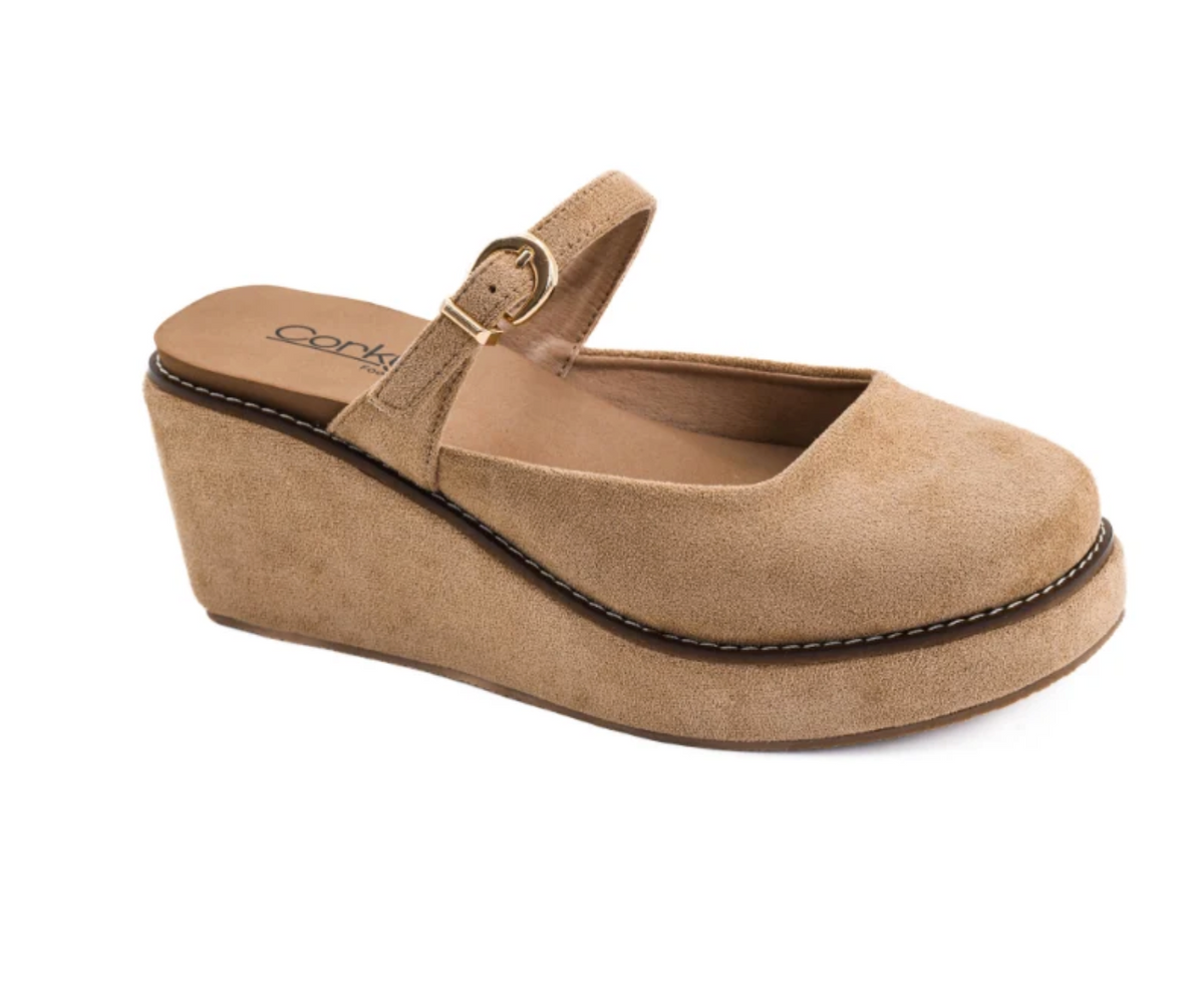 Camel Faux Suede Me Time Wedges