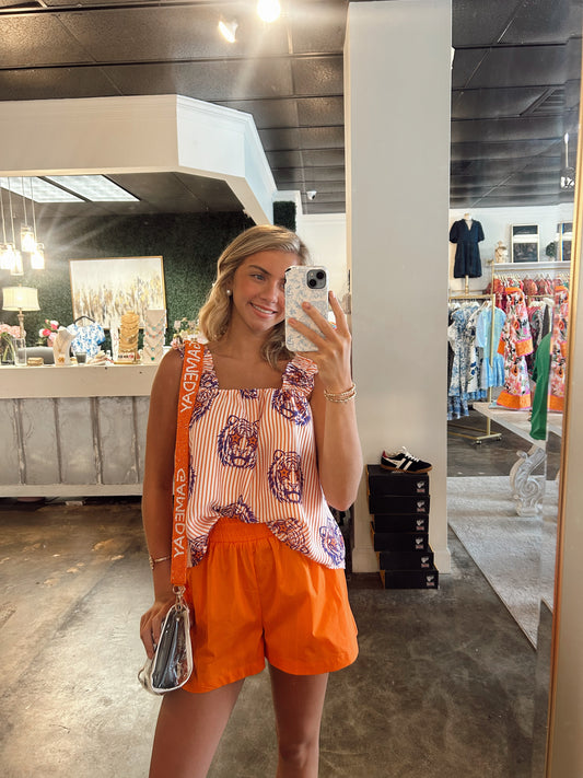 Cassie Orange Shorts w/Pockets