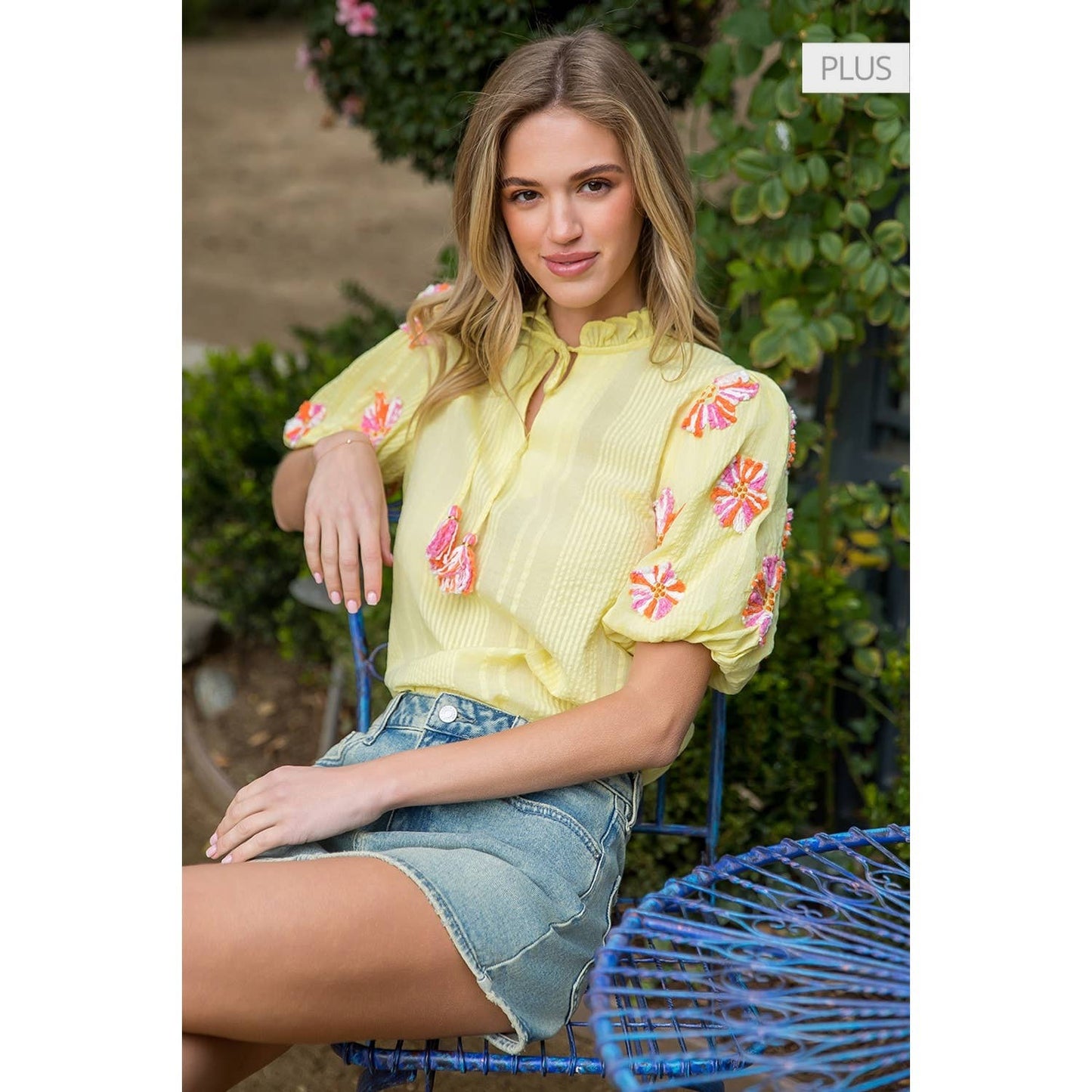 Hand Embroidered Puff Sleeve Tassel Top