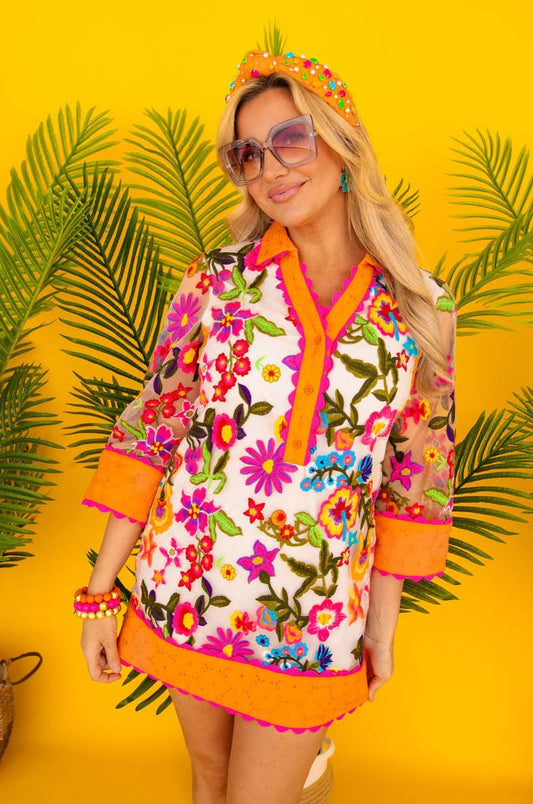 St Tropez Embroidered Shift Dress