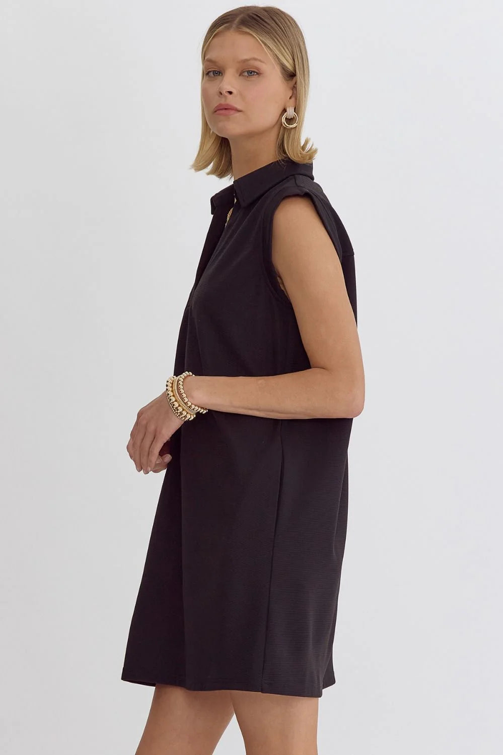 BLACK HARVEY SLEEVELESS KNIT MINI DRESS