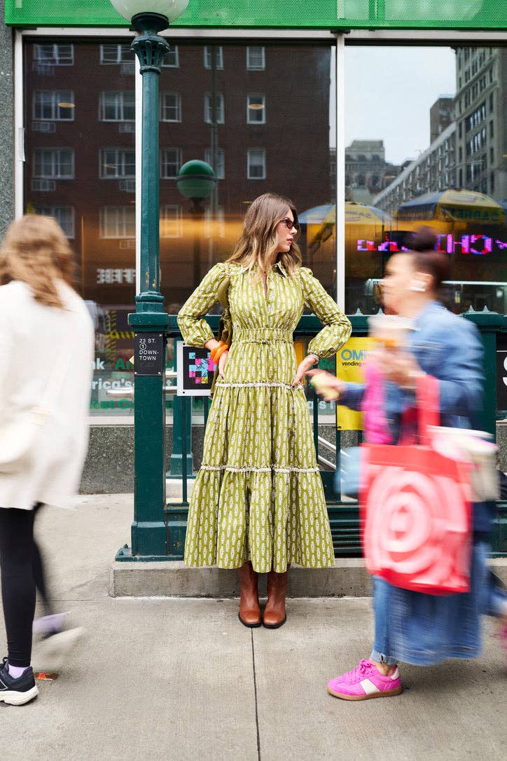 Banyan Long Sleeve Dress - Green Leaf