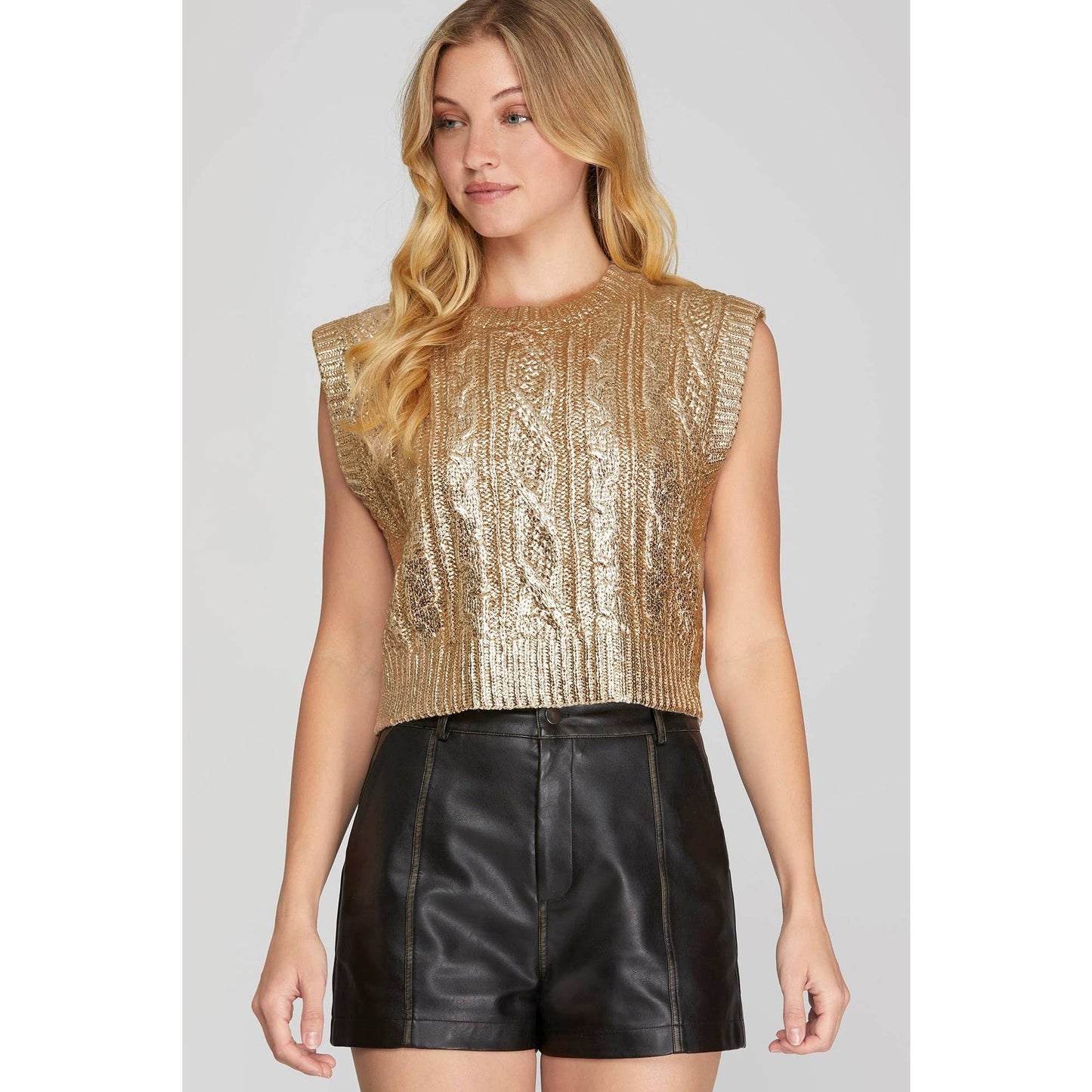 METALLIC CROP SWEATER