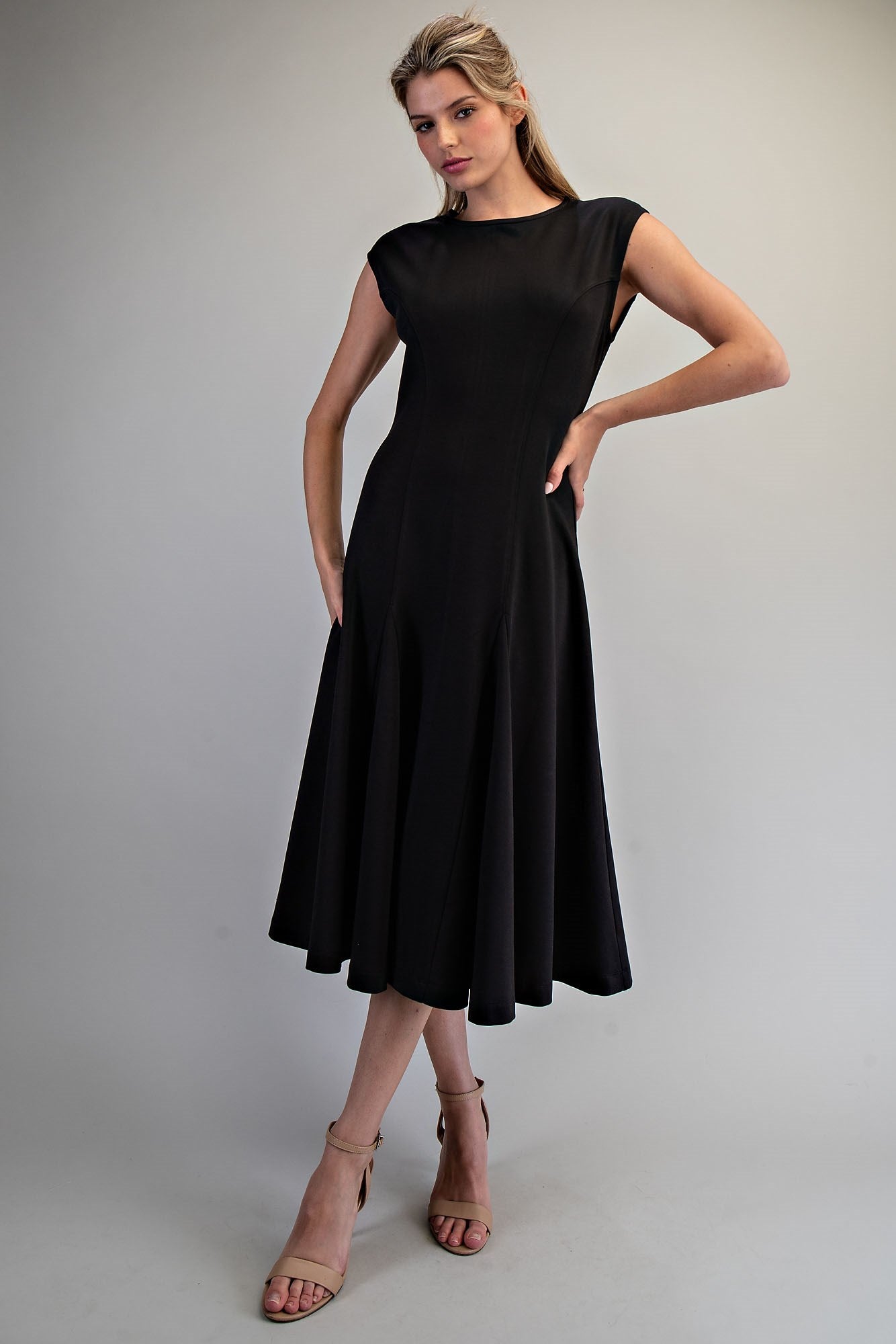 Solid Slim Fit Midi Dress