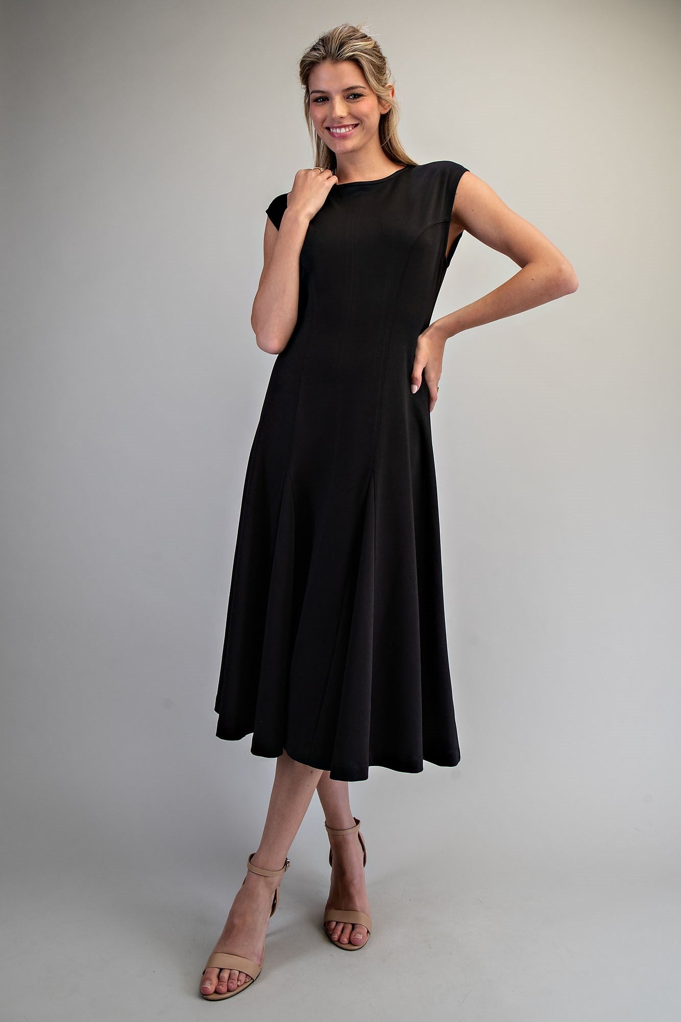 Solid Slim Fit Midi Dress