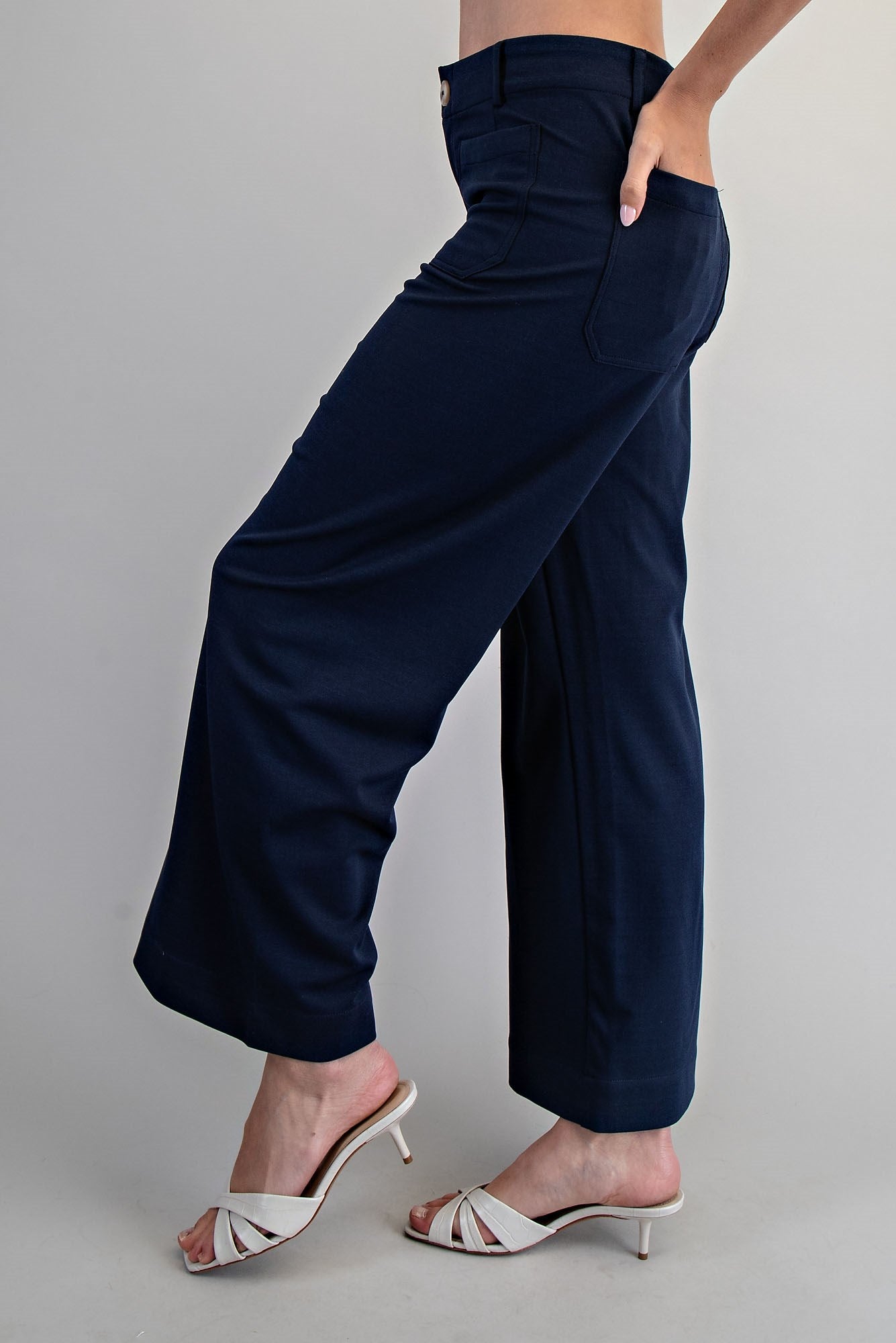 Solid Zipper Front Pants