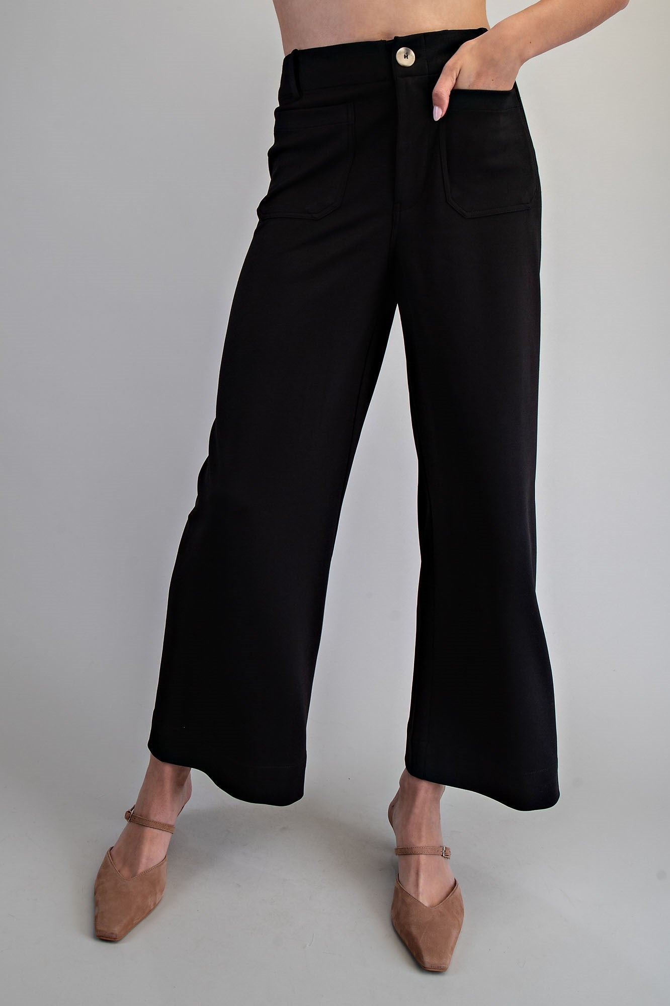 Solid Zipper Front Pants