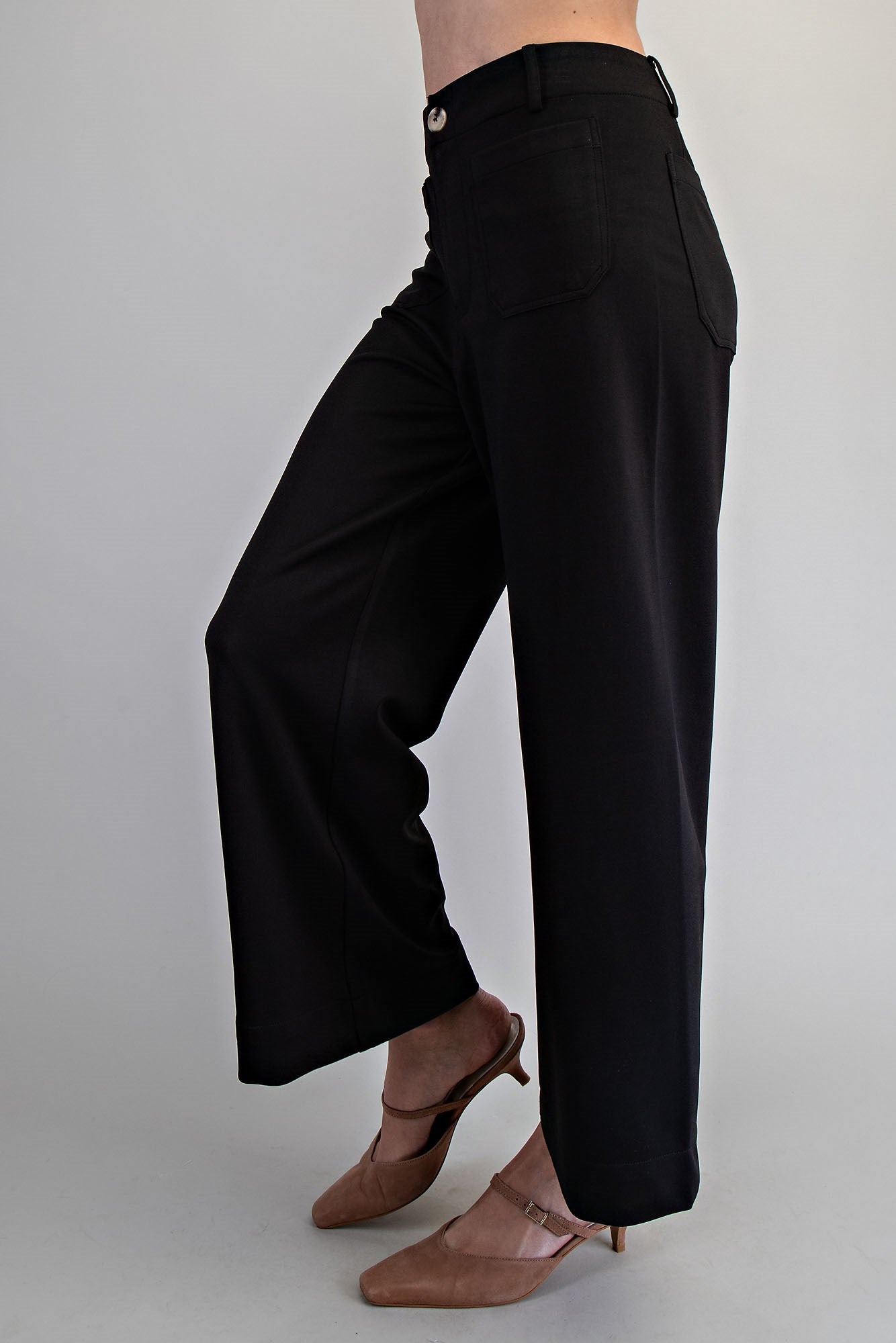 Solid Zipper Front Pants