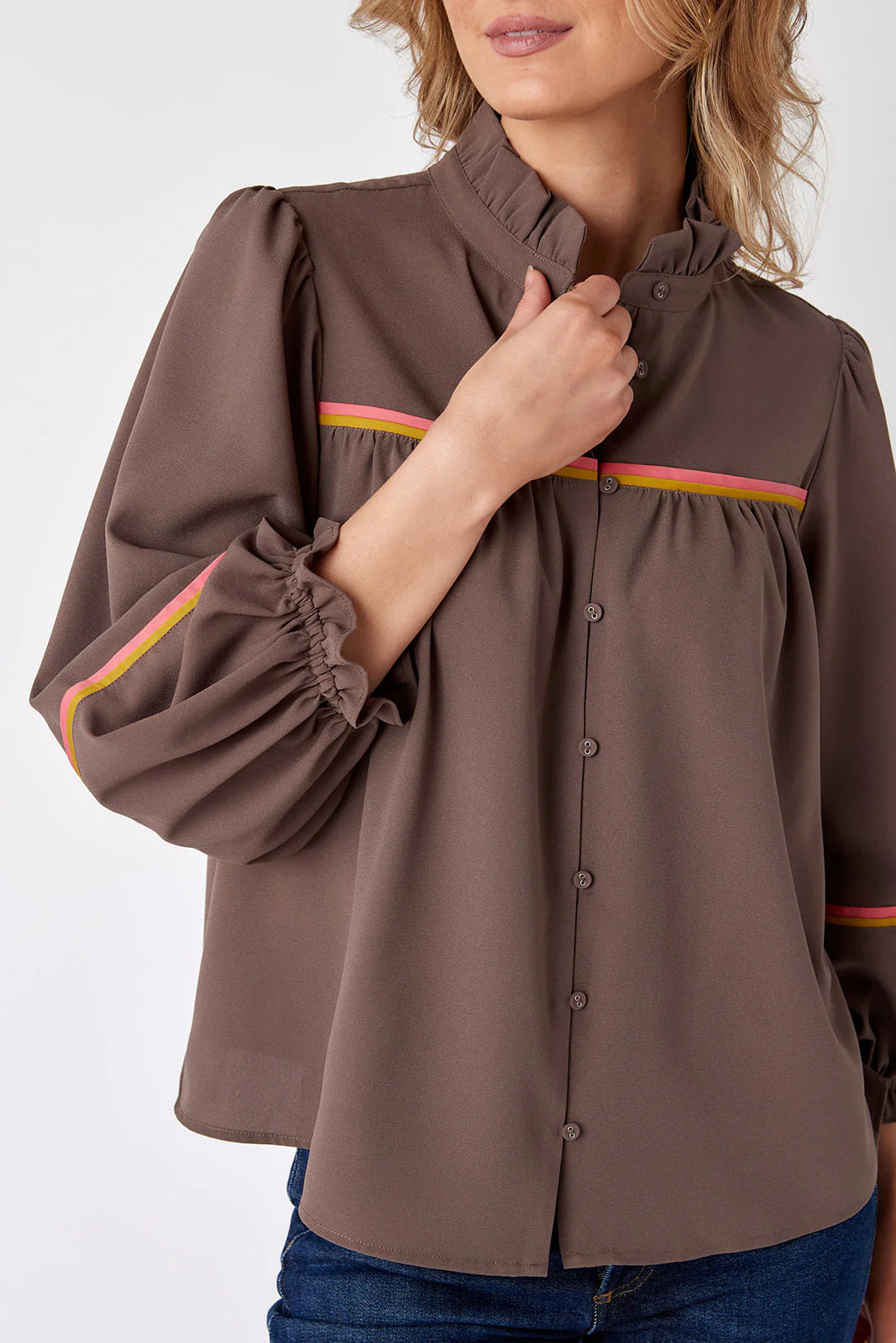 Crosby Worth Blouse- Deep Taupe