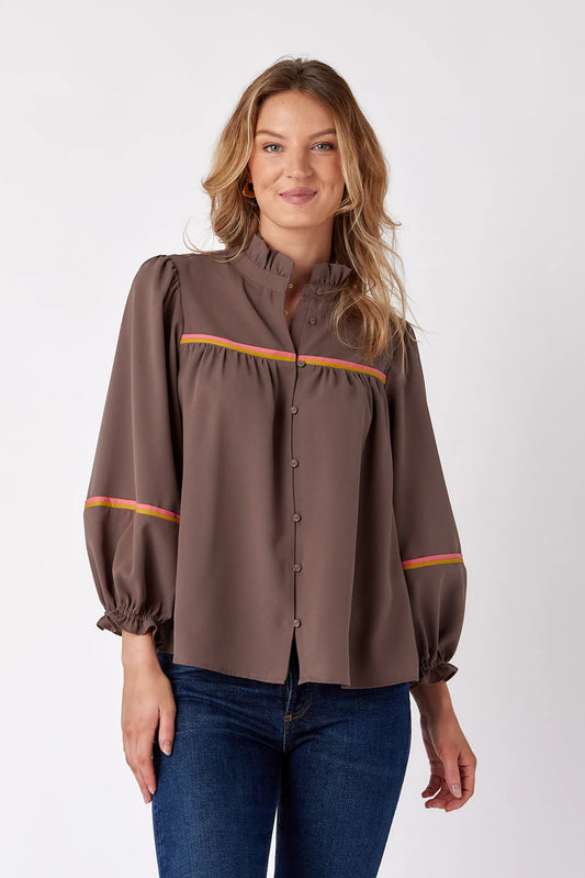 Crosby Worth Blouse- Deep Taupe