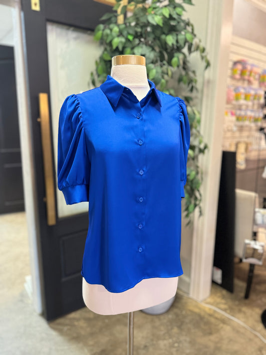 SB45549 SHIRRED SLEEVE BLOUSE