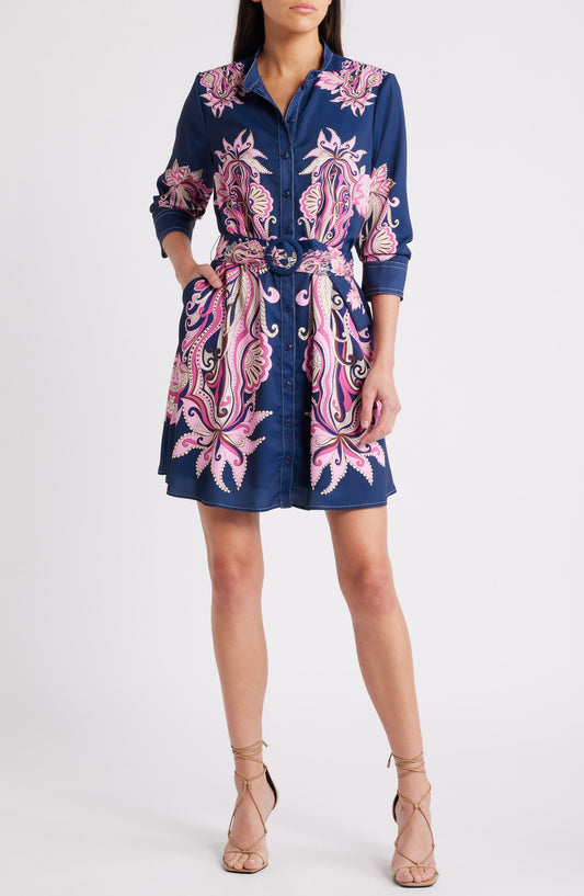 Ciebon Suzette Engineer Floral Mini Shirt Dress