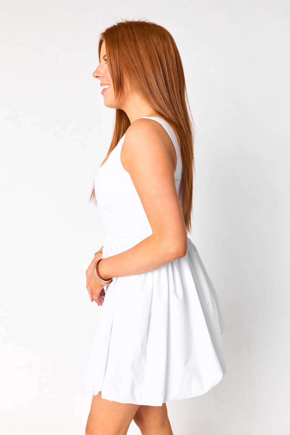 Heidi White Bubble Mini Dress