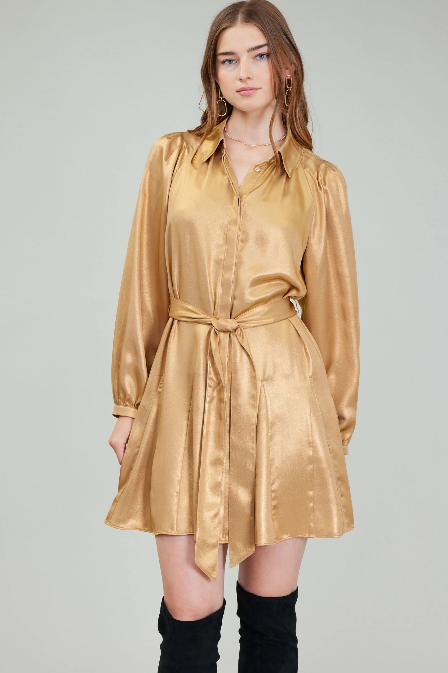 Gold Metallic Mini Dress