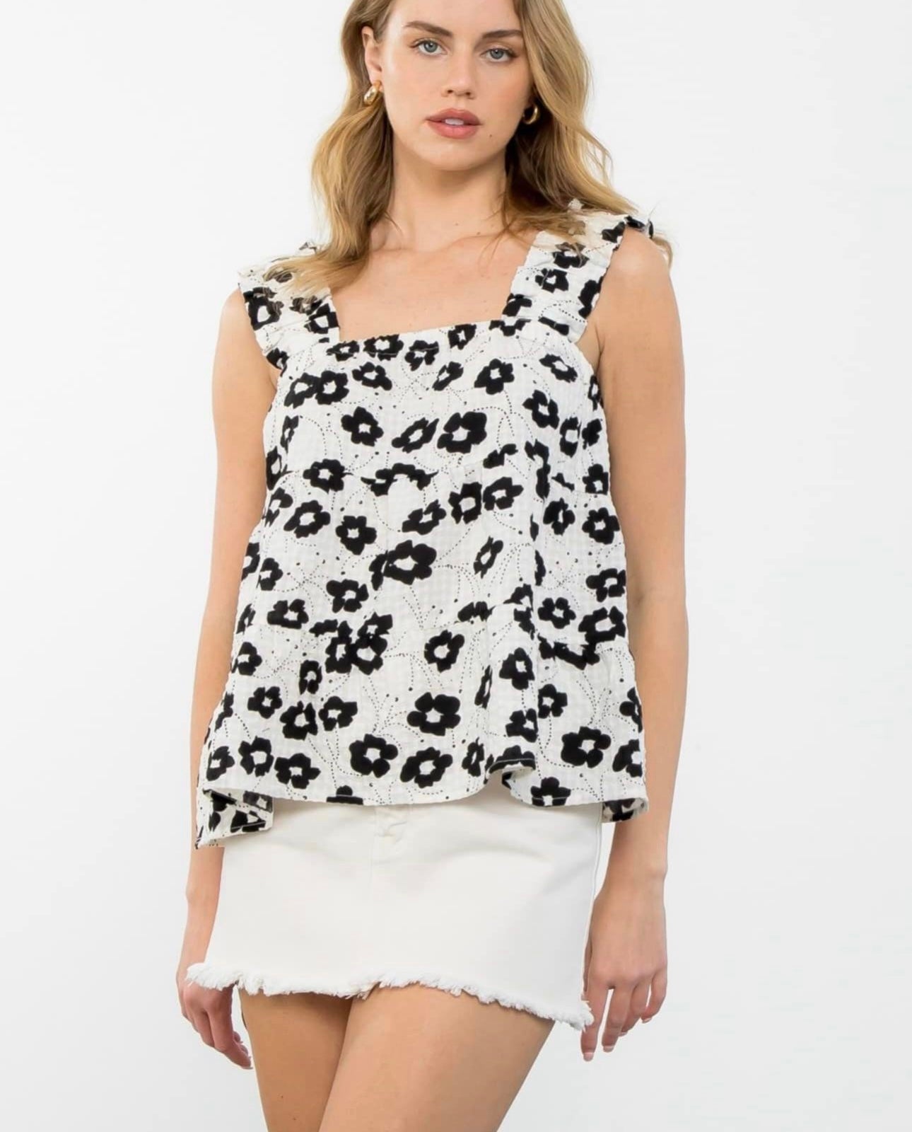 FTM2656 FLOWER PRINT TOP