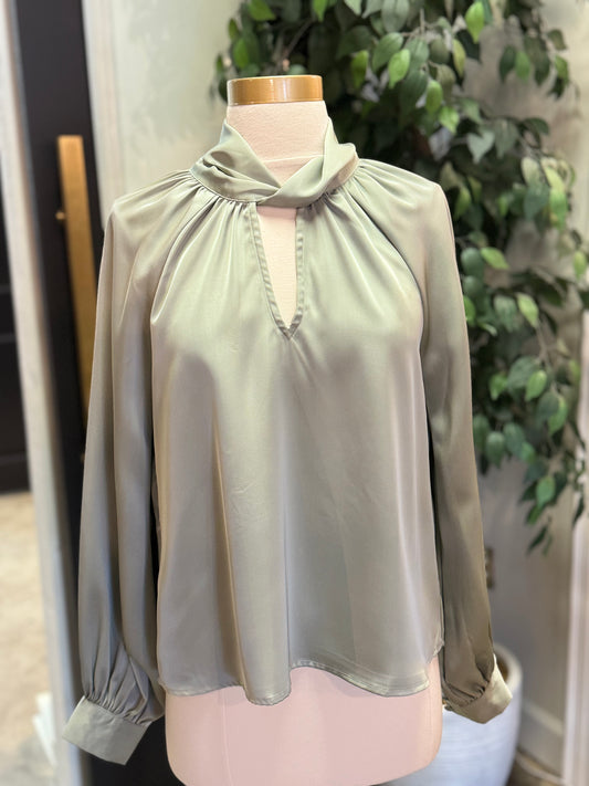 LT1583 TWISTED NECK SATIN BLOUSE