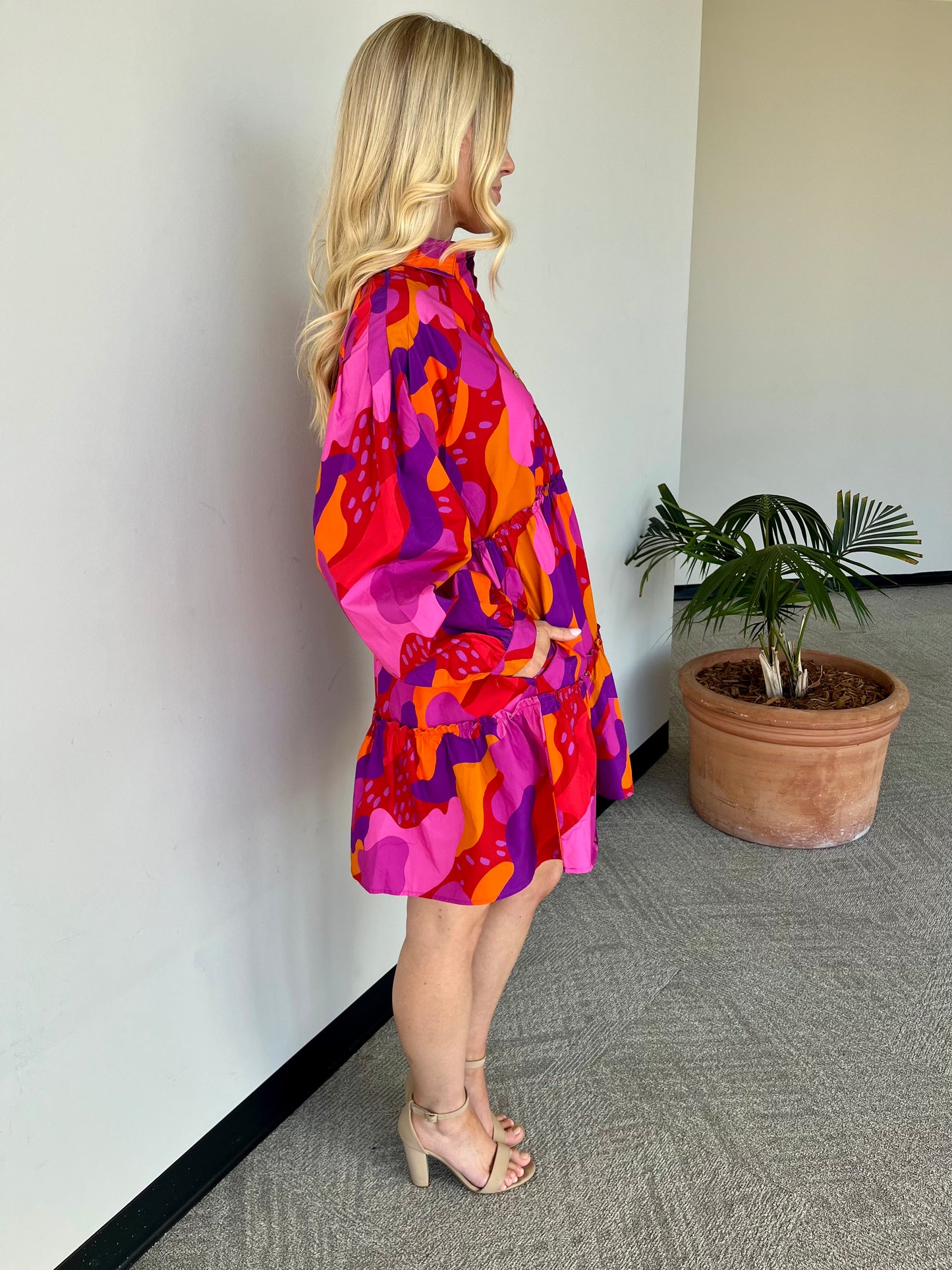 Pink & Orange Camo Long sleeve Dress