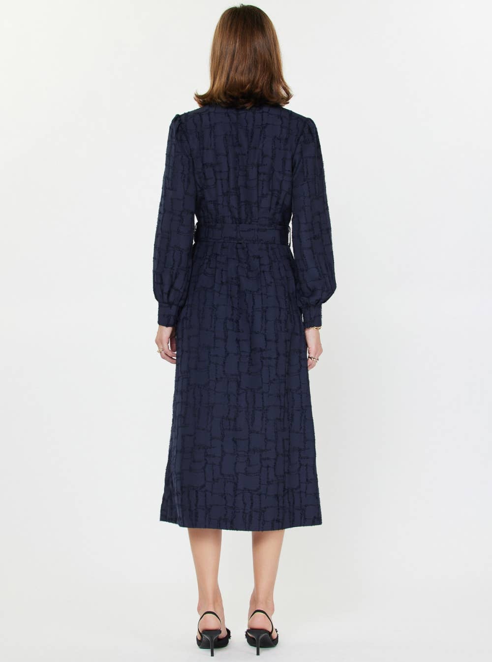 Textured Jacquard Shirt Midi Dress